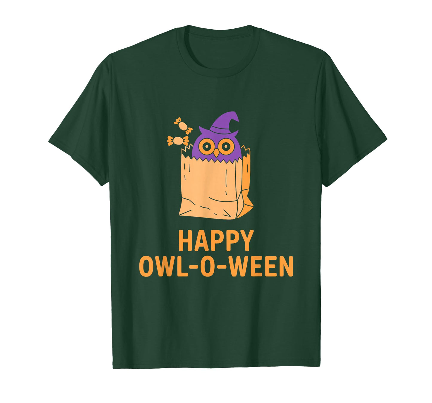 Happy Owl-O-Ween Cute Funny Owl Witch Hat Halloween T-Shirt