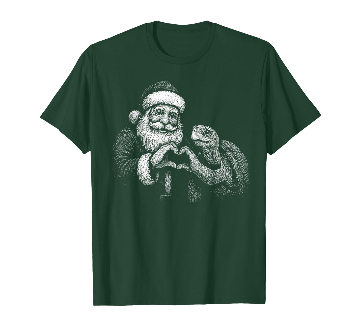 Tortoise Santa Claus Heart Shape Christmas Reptile Lover T-Shirt
