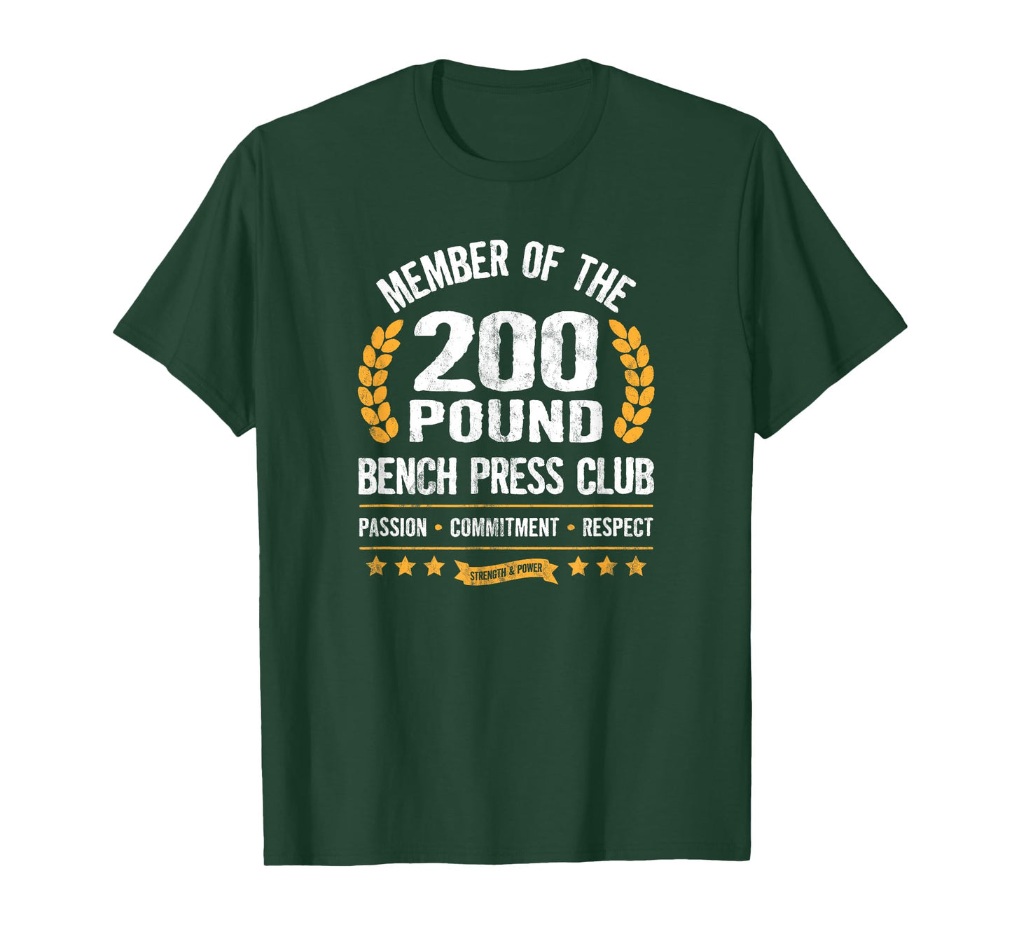 200 Pound Bench Press Club Strong Men Women Gym T-Shirt