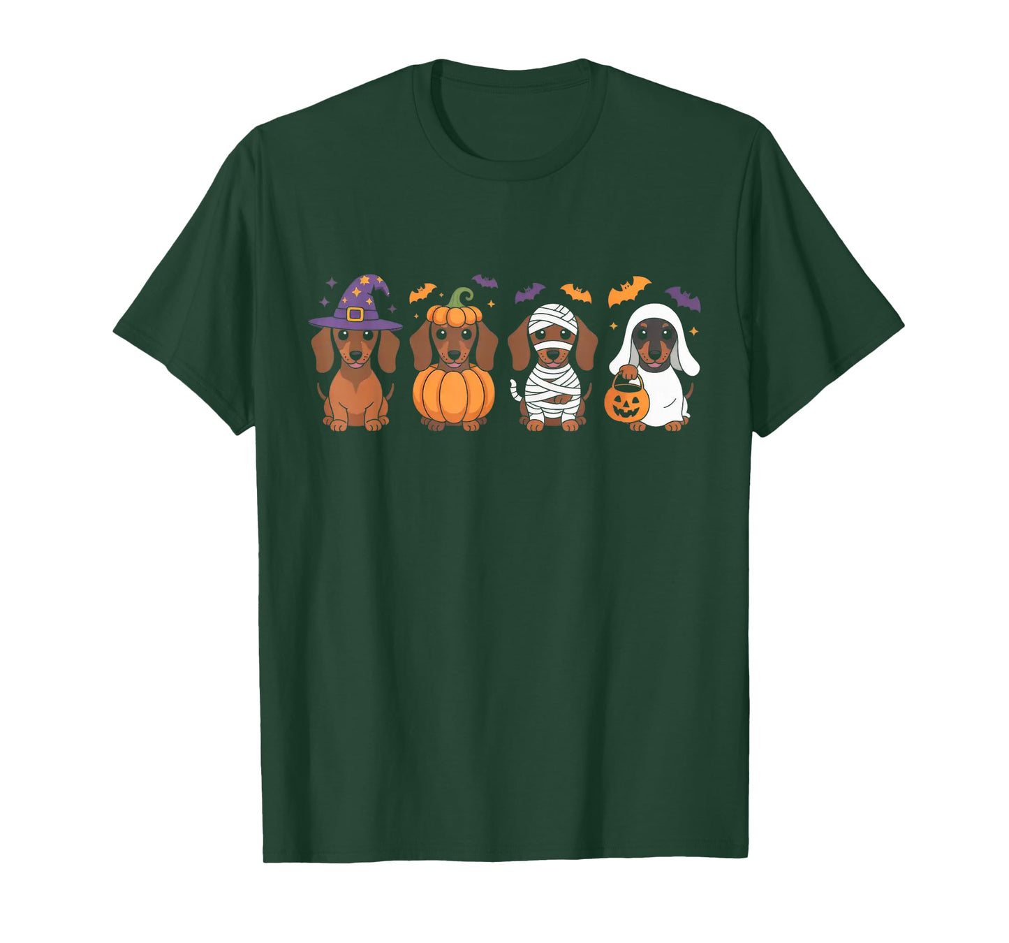 Weiner Dog Witch Happy Halloweenie Cute Halloween Dachshund T-Shirt