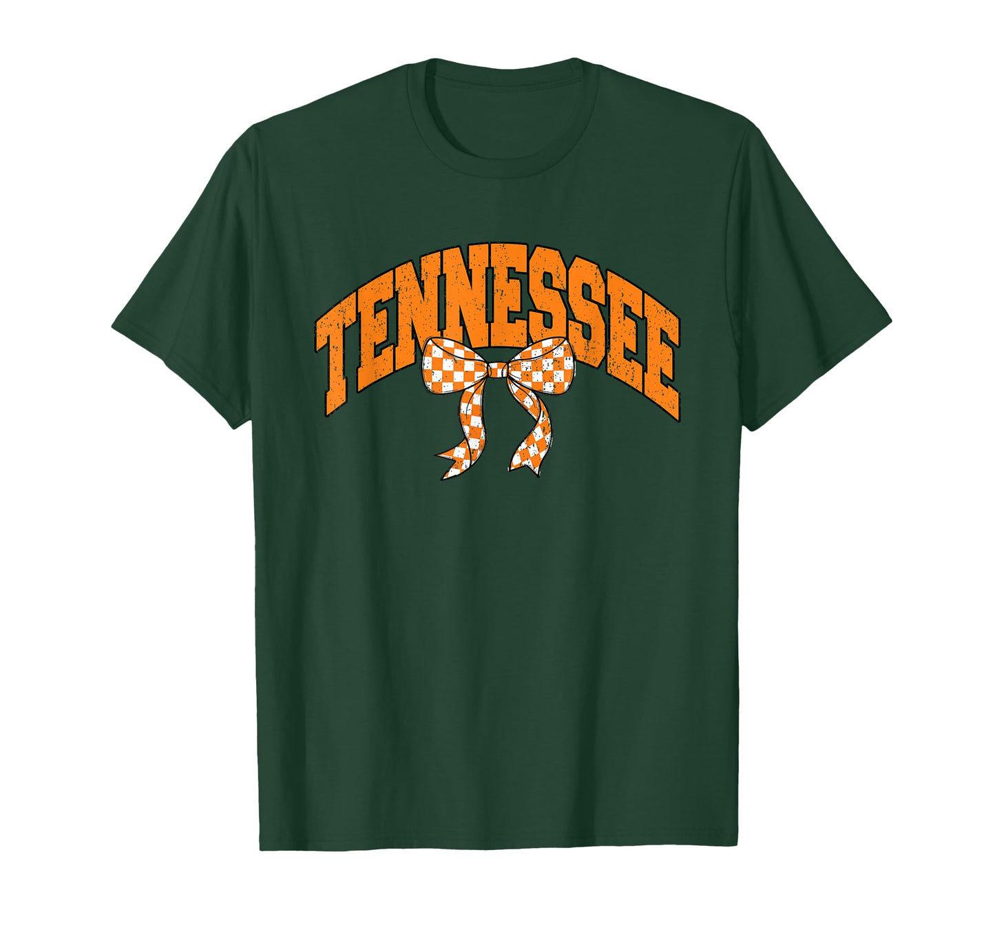 Preppy Tennessee Orange and White Cherckerboard Coquette Bow T-Shirt