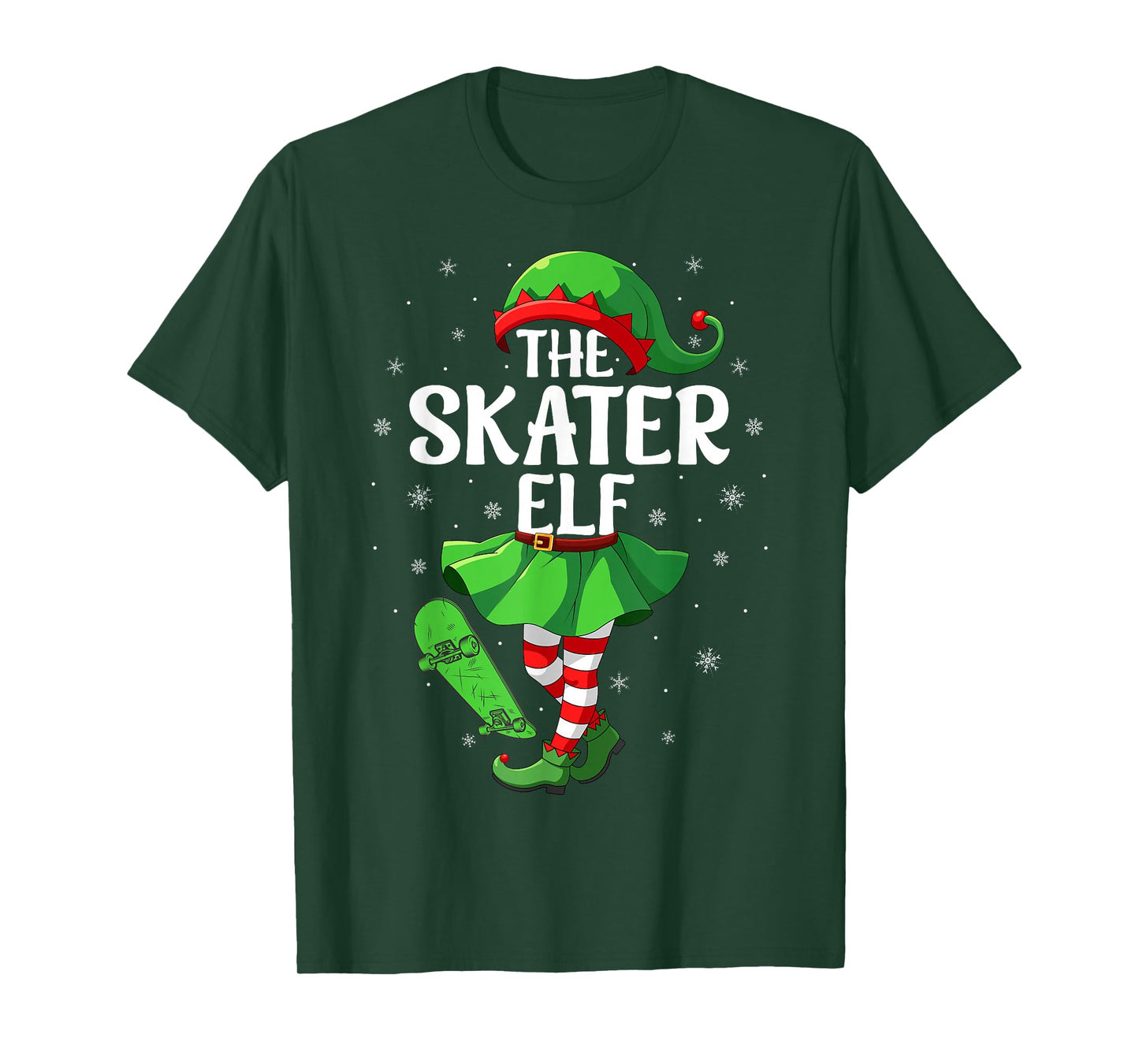 Skater Elf Christmas Girls Women Elf Squad Xmas Family T-Shirt