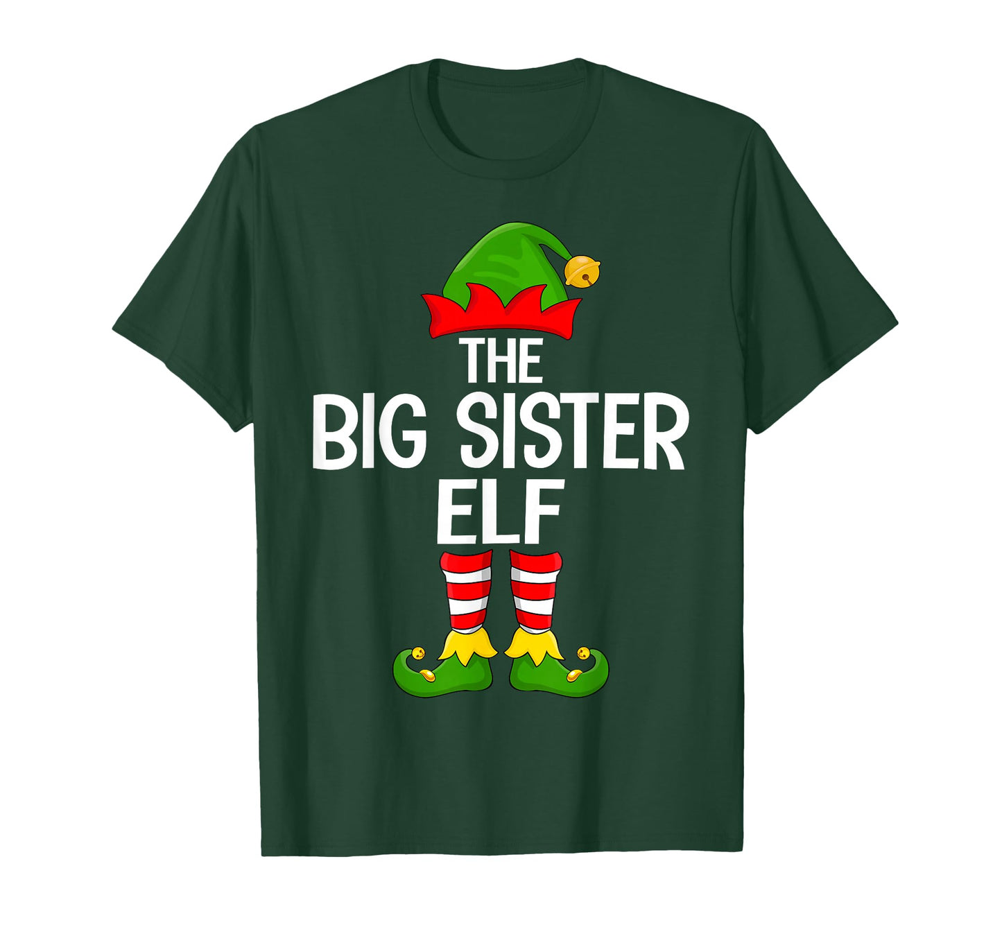 Big Sister Elf Xmas Matching Family Elf Squad Christmas T-Shirt