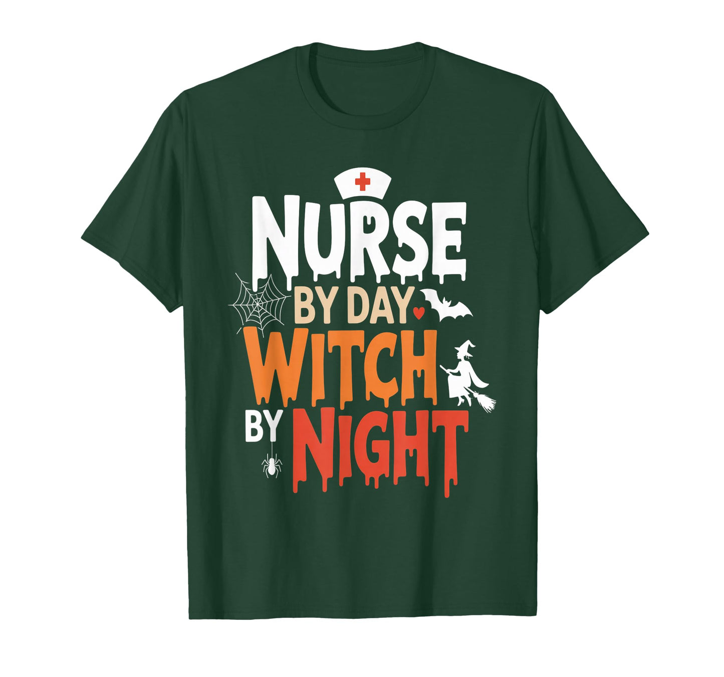 Nurse by Day Witch by Night Halloween Nursing First Aid 2025 T-Shirt