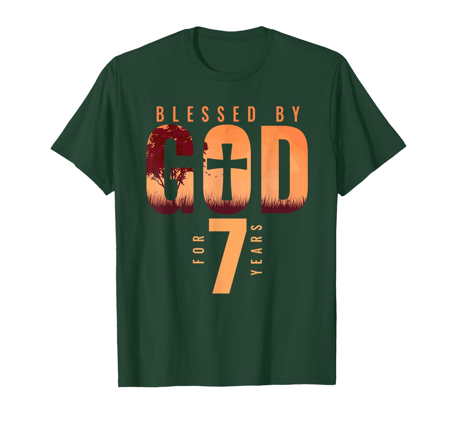 Blessed By God For 7 Years 7th Birthday Religious Theme T-Shirt