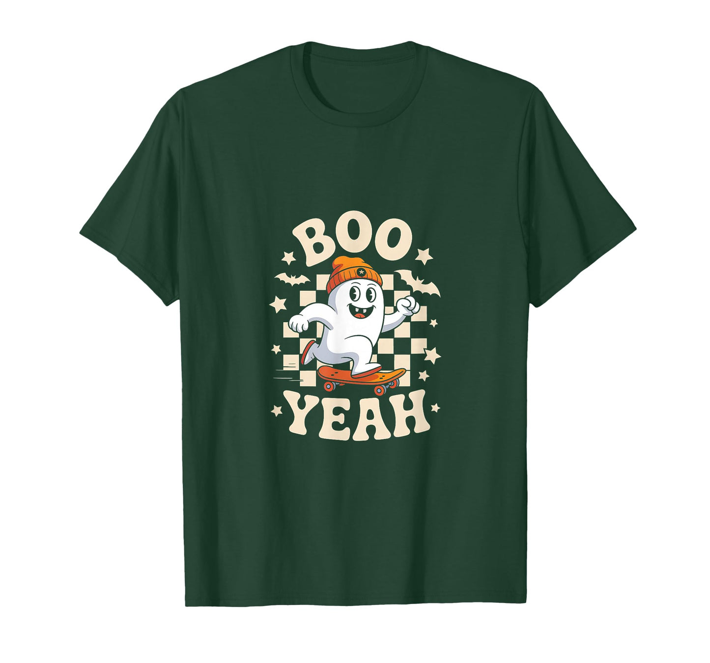 Boo Yeah Halloween Ghost Boys Retro Skateboard Toddler Kids T-Shirt