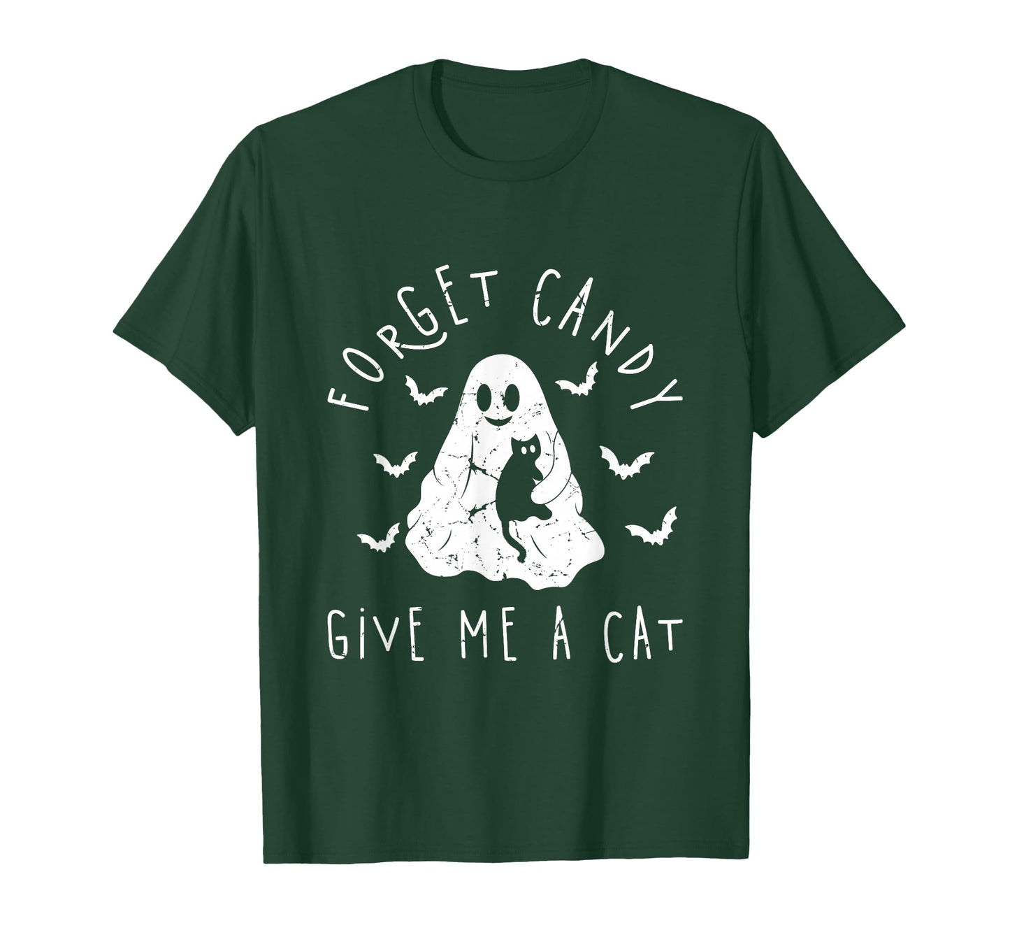 Funny Halloween Cat Ghost Forget Candy Give Me Cat Halloween T-Shirt