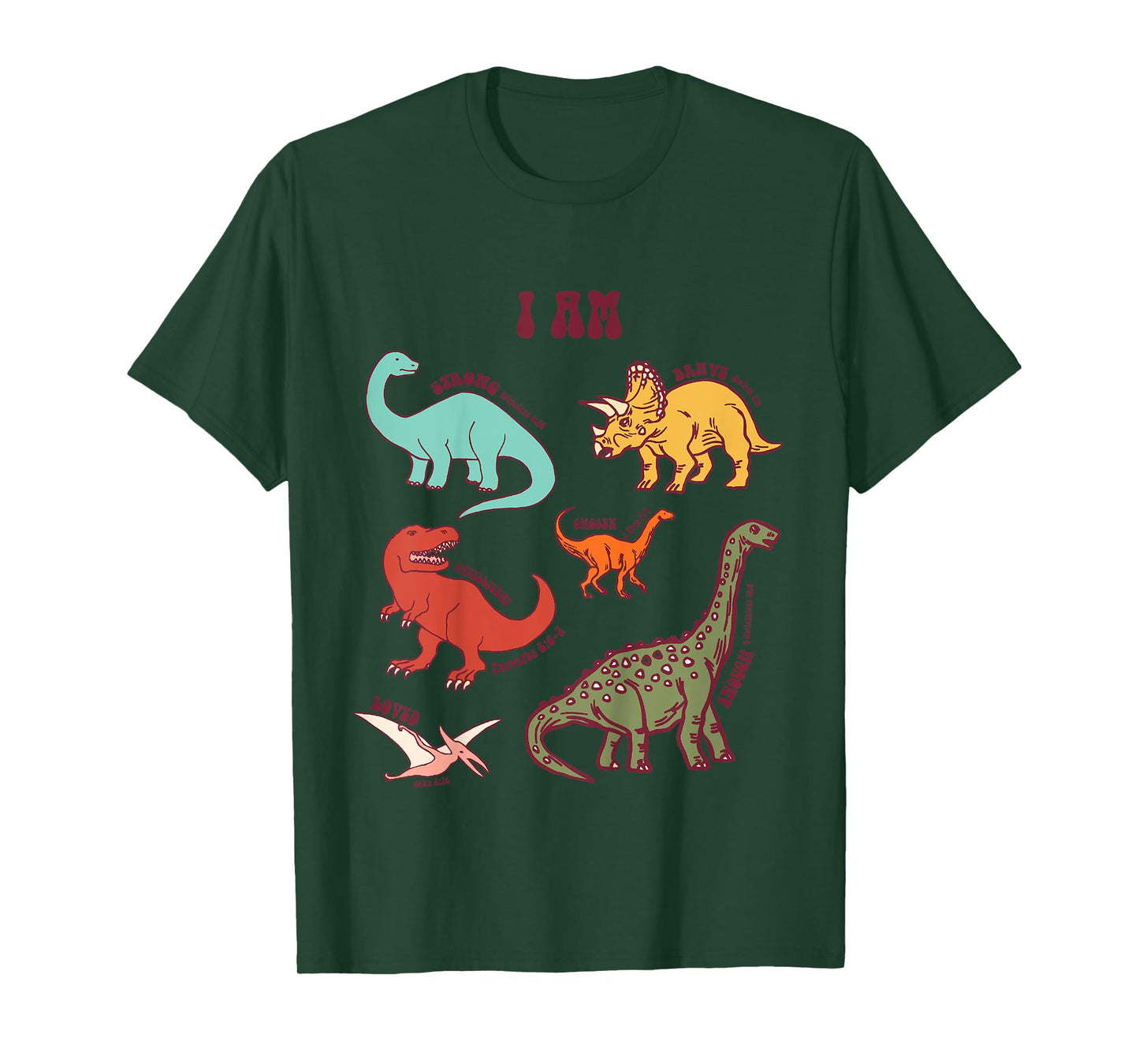 I’m Strong Brave Loved Dinosaur Affirmation Dino Christian T-Shirt