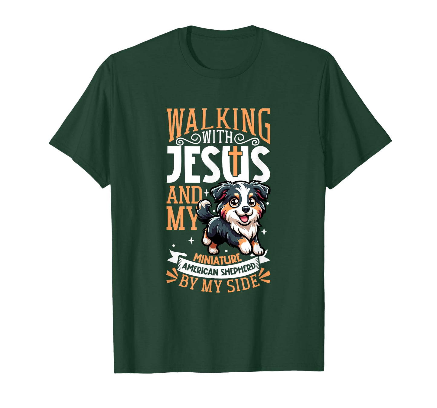 Jesus and dog - Miniature American Shepherd T-Shirt for Men Women Kids