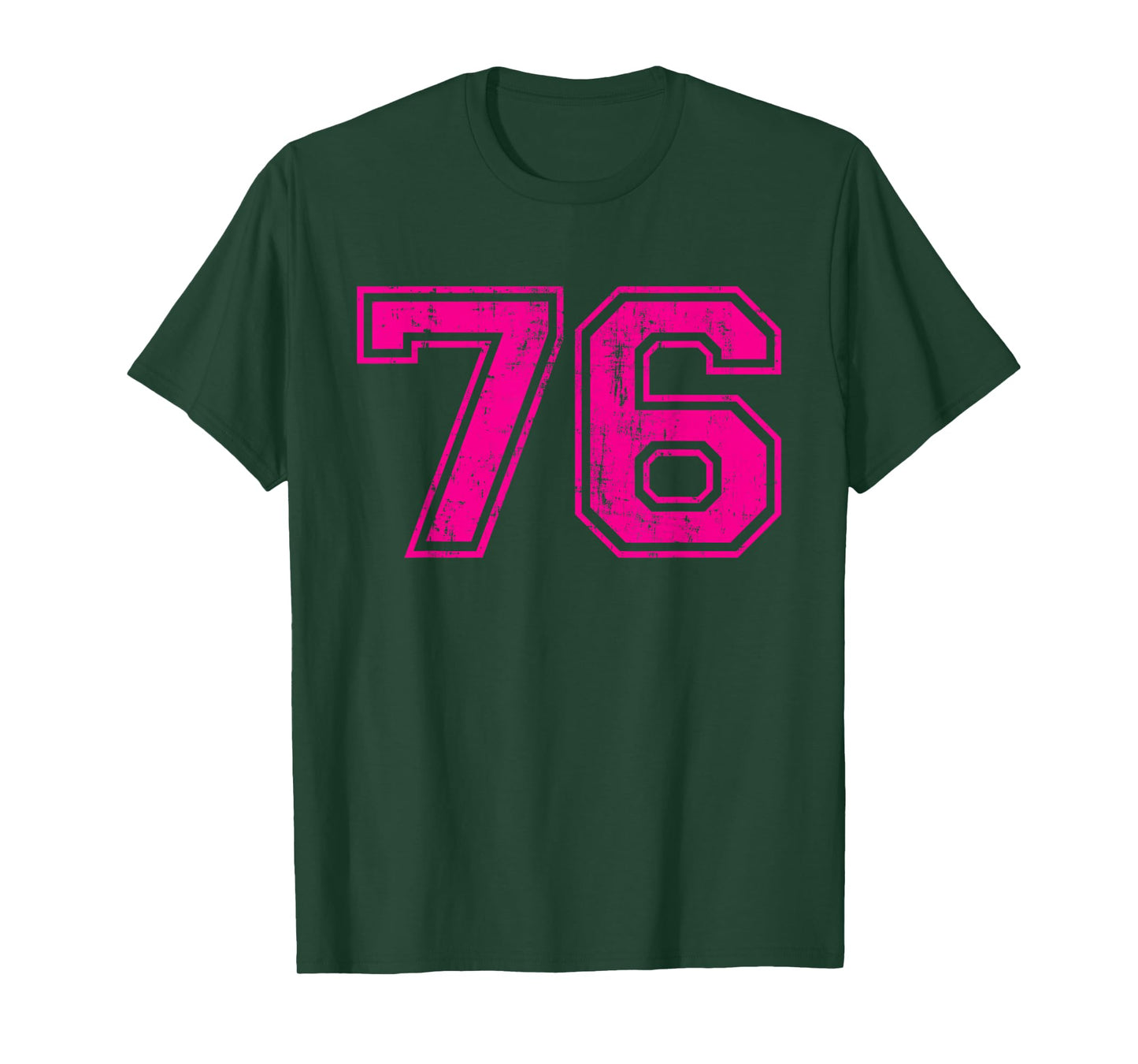 Number 76 Varsity Distressed Vintage Sport Team Player's T-Shirt