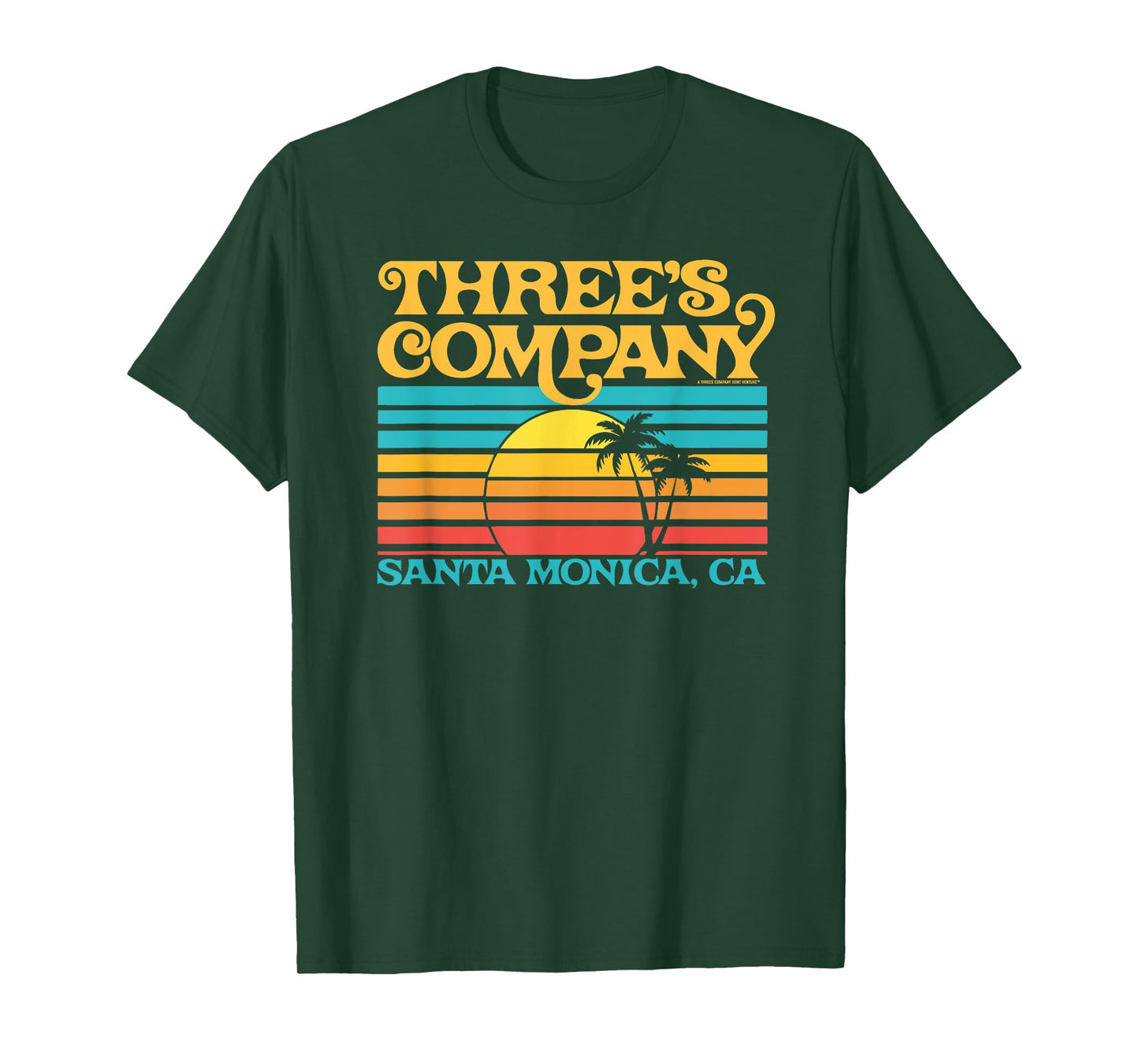 Three's Company Logo Santa Monica Retro 80's Sunset T-Shirt