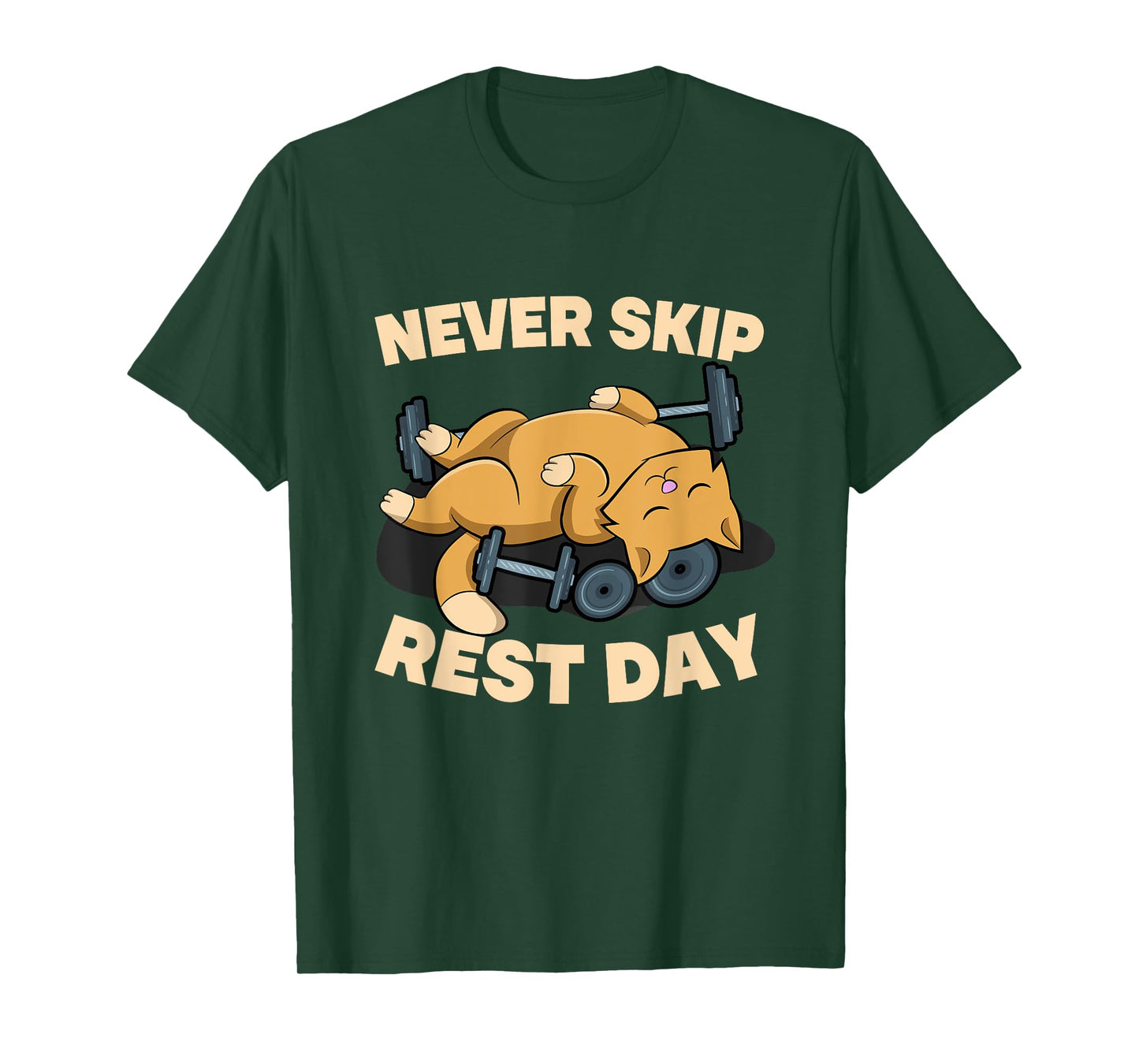 Never Skip Rest Day Cat Kitten Gym Workout Bodybuilding T-Shirt