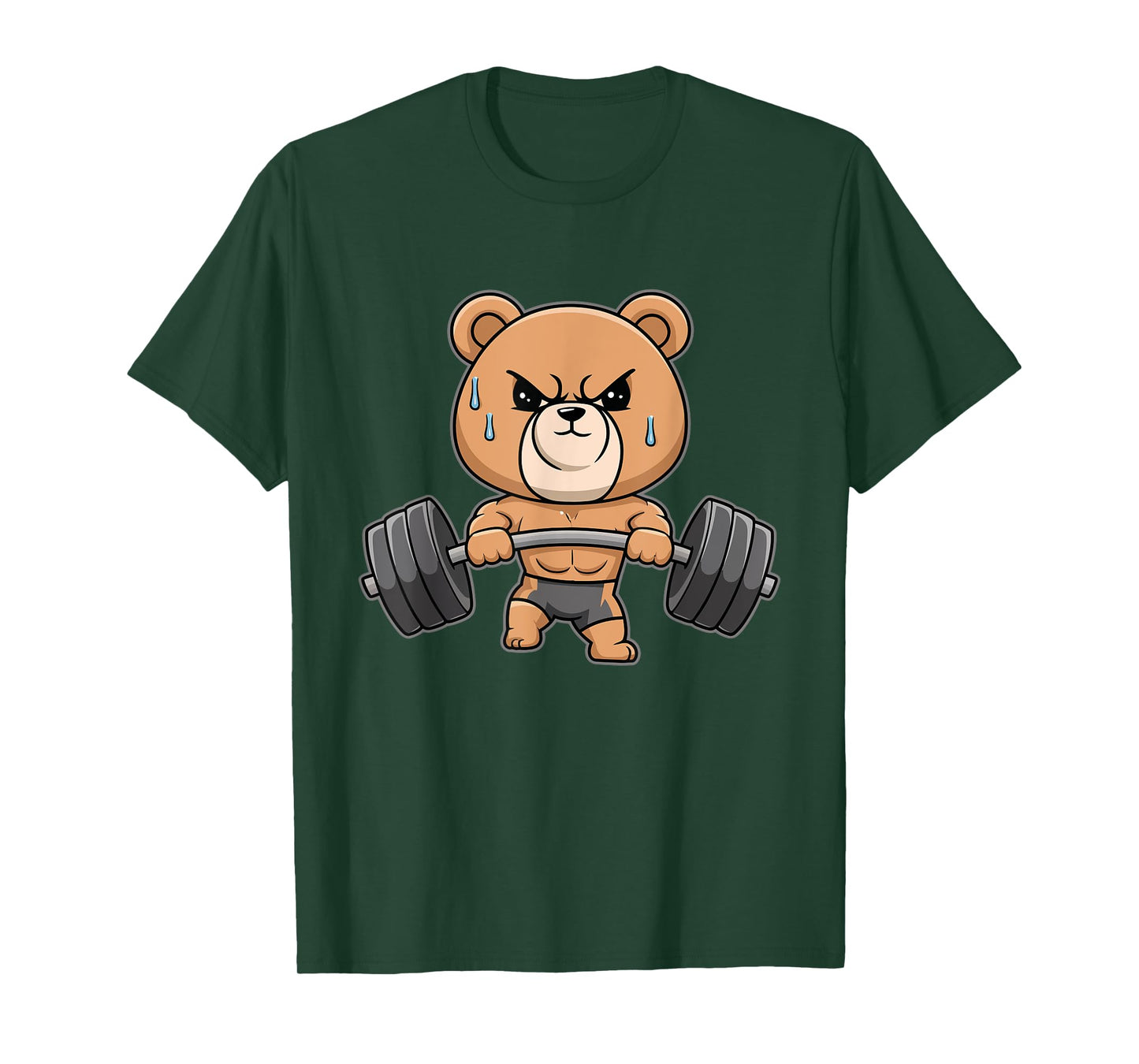 Funny Teddy Bear Lifting Weights Gym Workout Animal T-Shirt