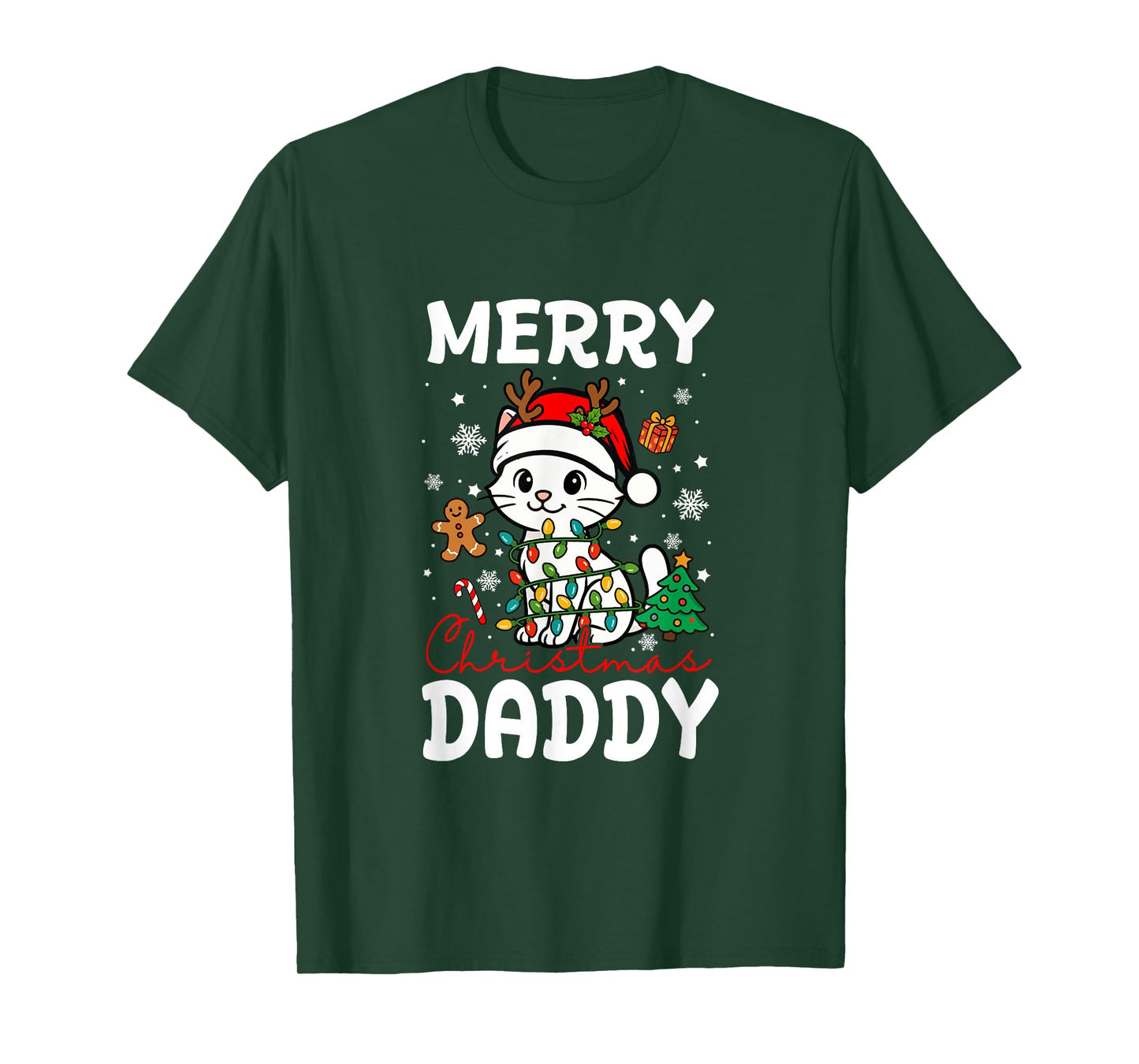 Merry Christmas Daddy Santa Cat Funny Owner Lover Family T-Shirt