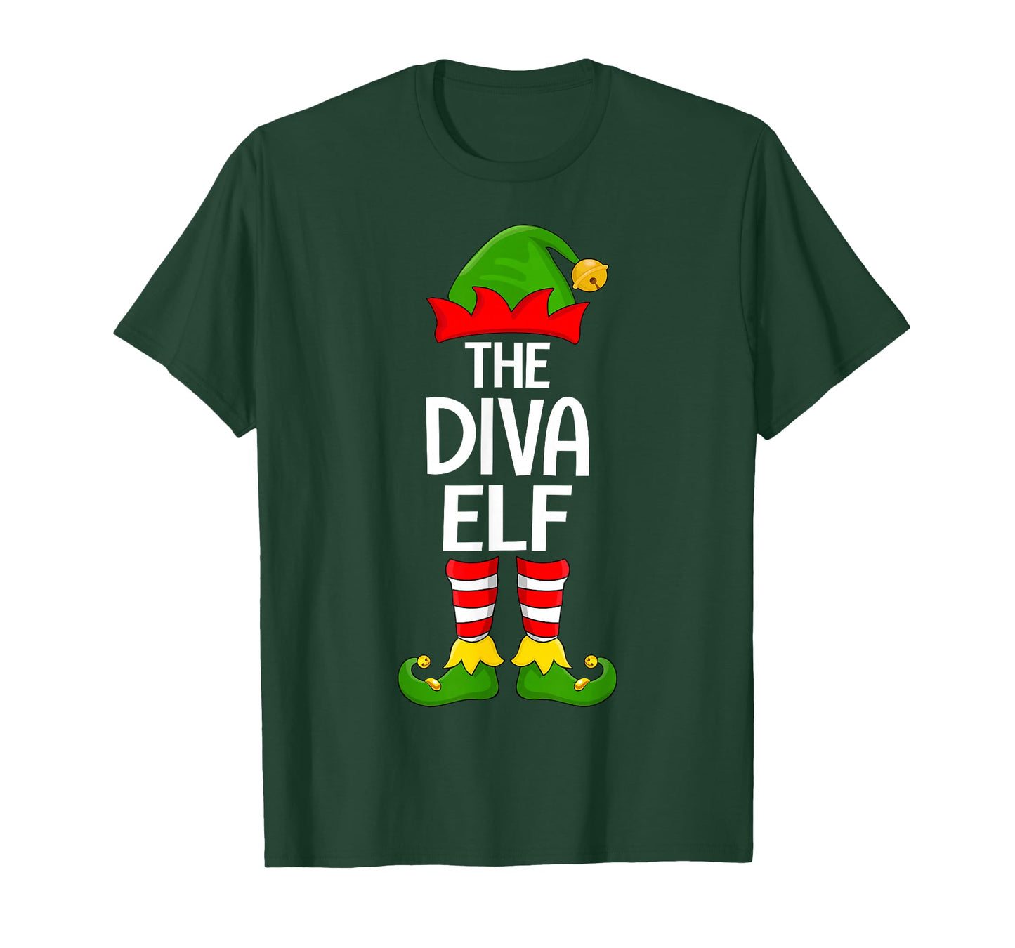 Diva Elf Matching Family Elf Squad Christmas Girls Women T-Shirt