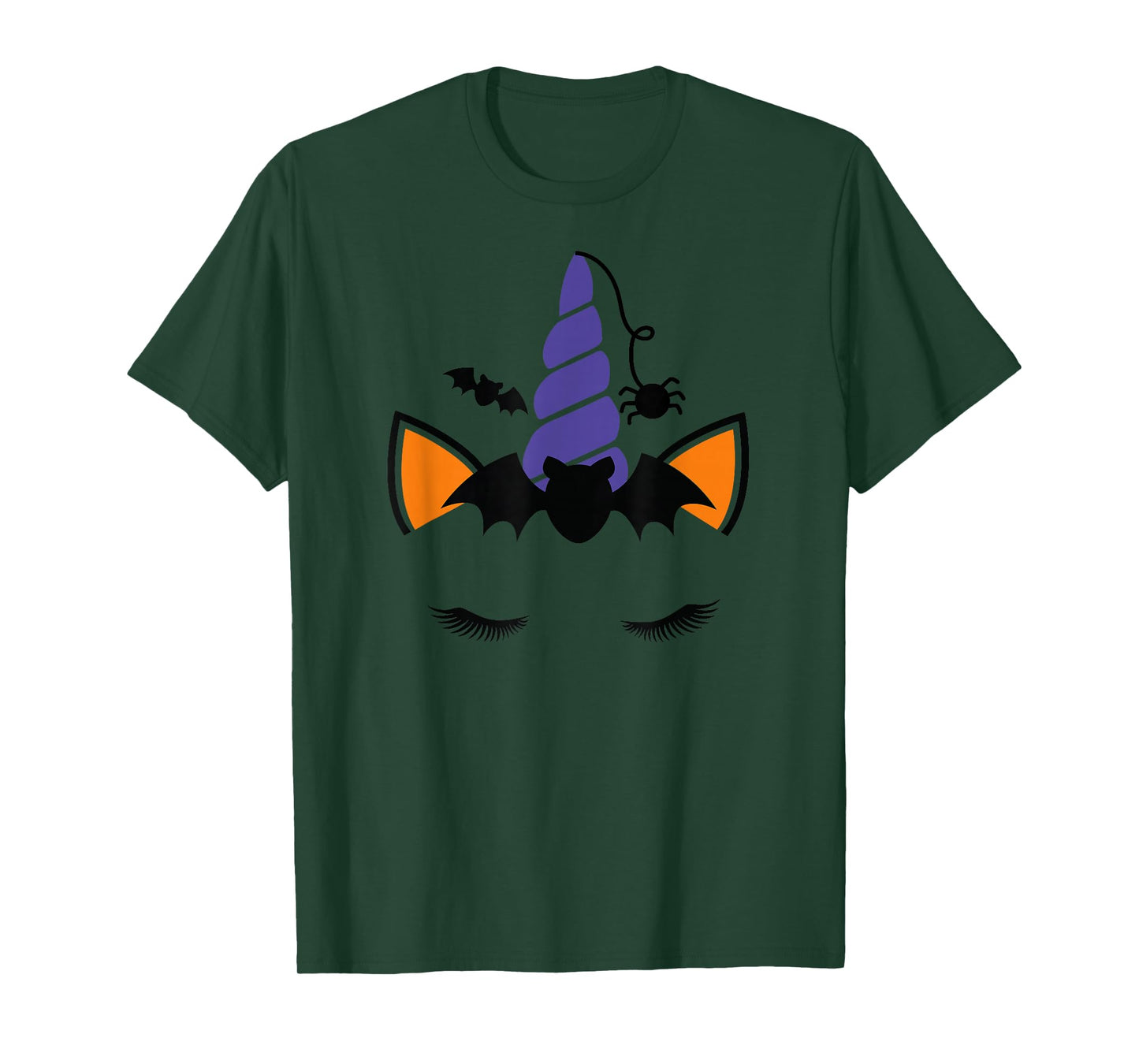 Unicorn Face Eyelashes Bat Spider Halloween Costume T-Shirt