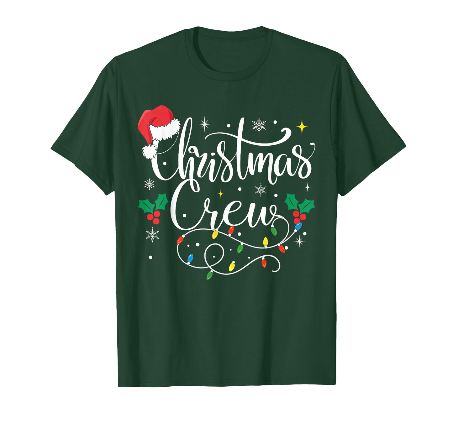 Christmas Crew Santa Hat Holiday Matching Family Pajamas T-Shirt
