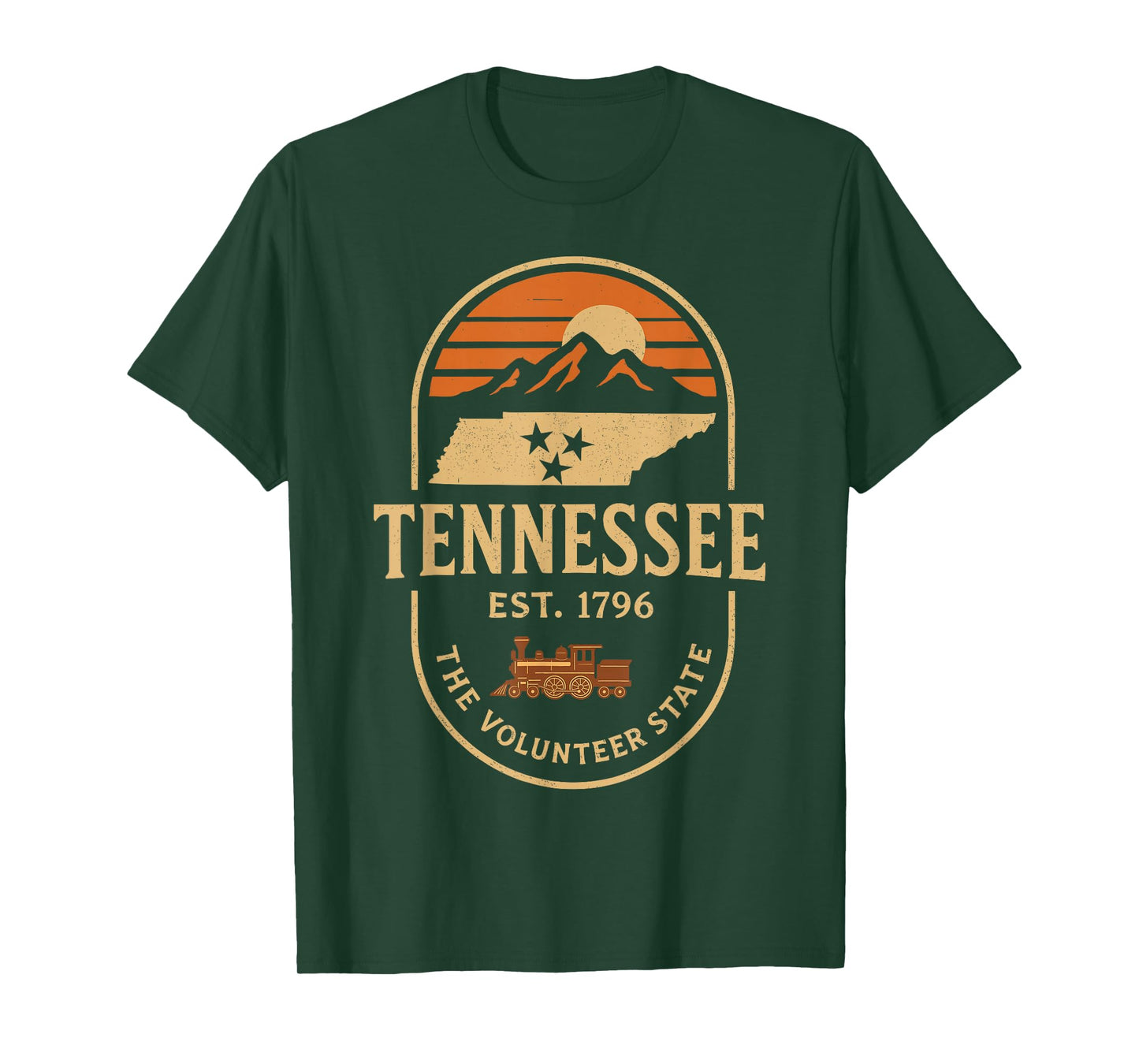 Vintage TN Tennessee Est 1796 Orange USA flag Smoky Souvenir T-Shirt