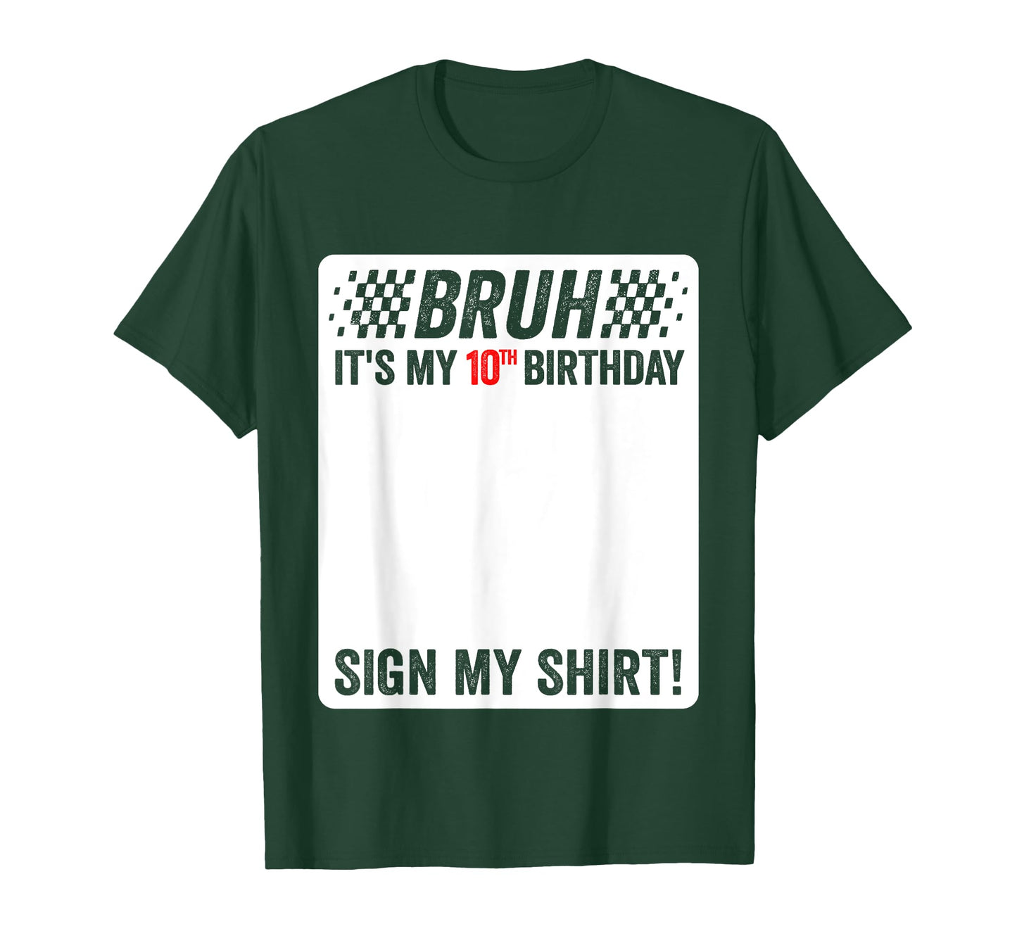 10th Birthday Sign My Shirt Boys Checkered Race Car Party T-Shirt