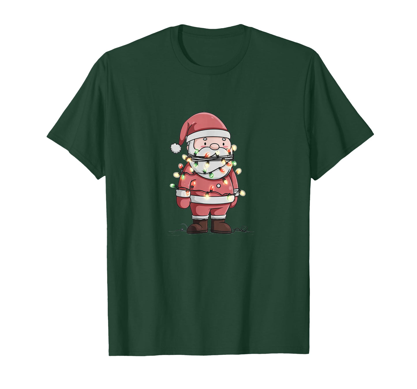 Cartoon Gagged Santa Claus with Xmas Fairy Lights T-Shirt