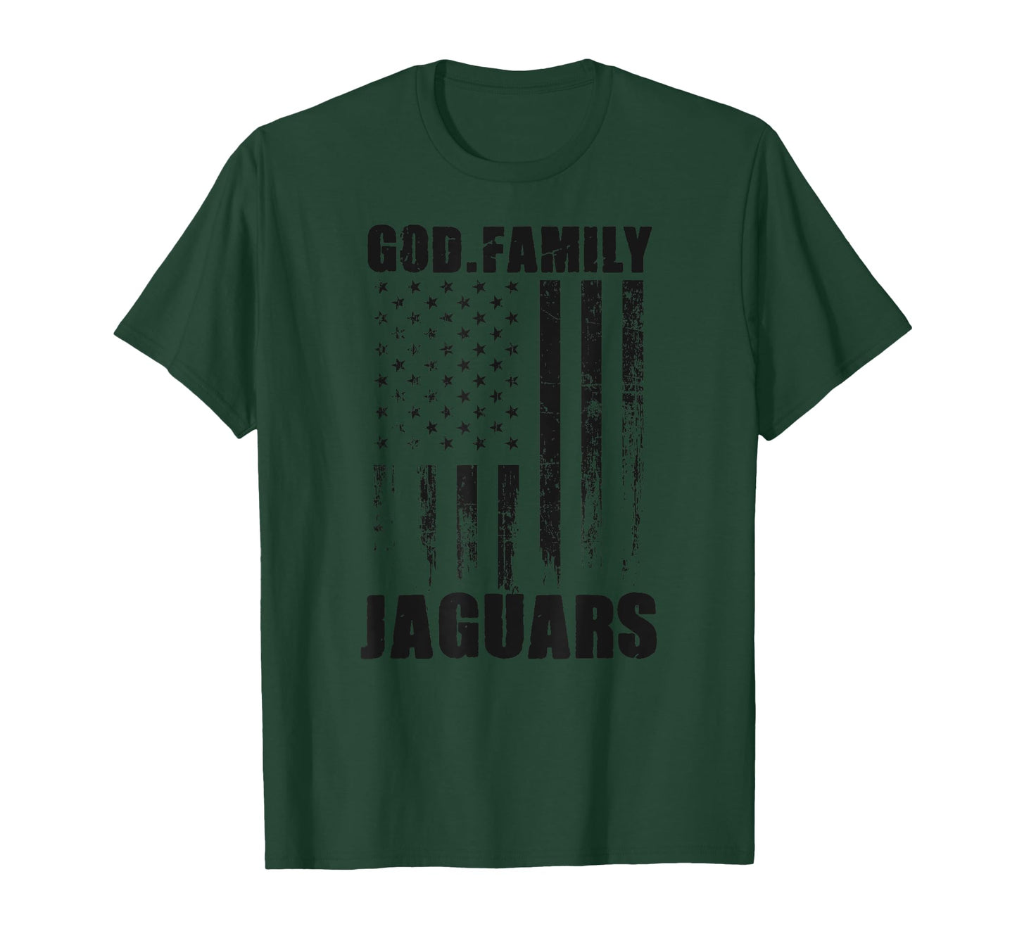 Blue Valley West Jaguars God. Family. Vintage USA Flag T-Shirt