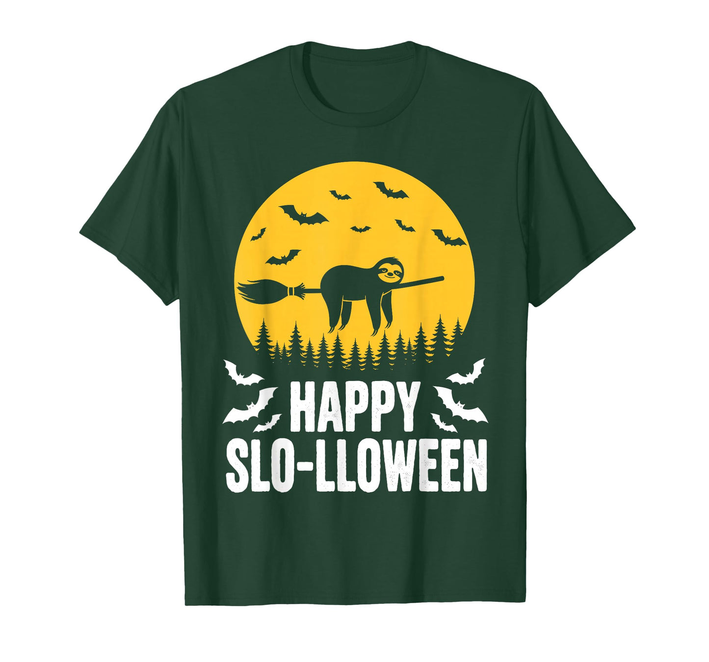 Happy Slo-lloween Funny Halloween Sloth Flying Witch T-Shirt