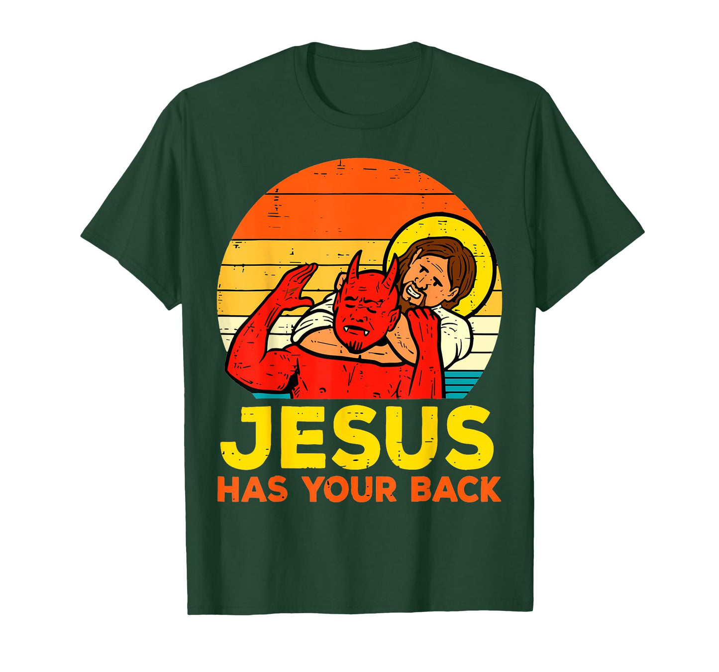 Jesus Has Your Back Christian Jiu Jitsu choke Jesus vs Devil T-Shirt