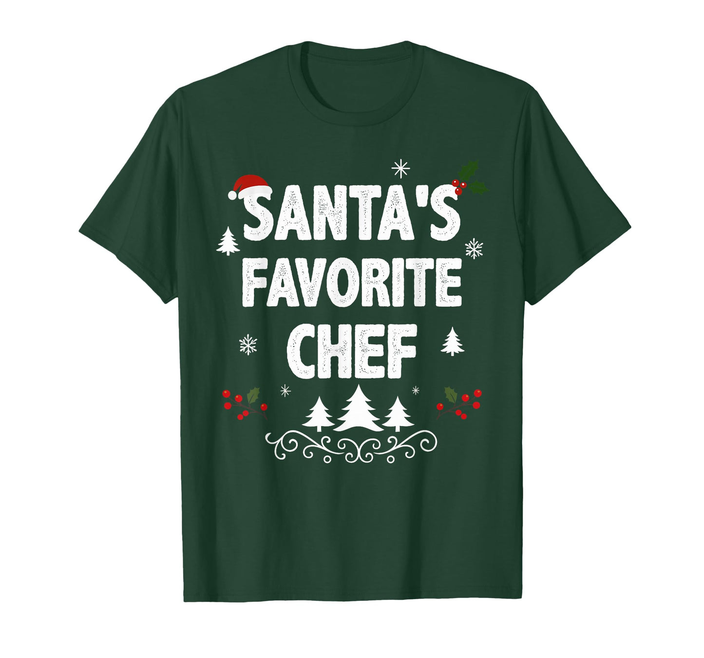Santa's Favorite Chef Funny Holiday Christmas Pajamas T-Shirt