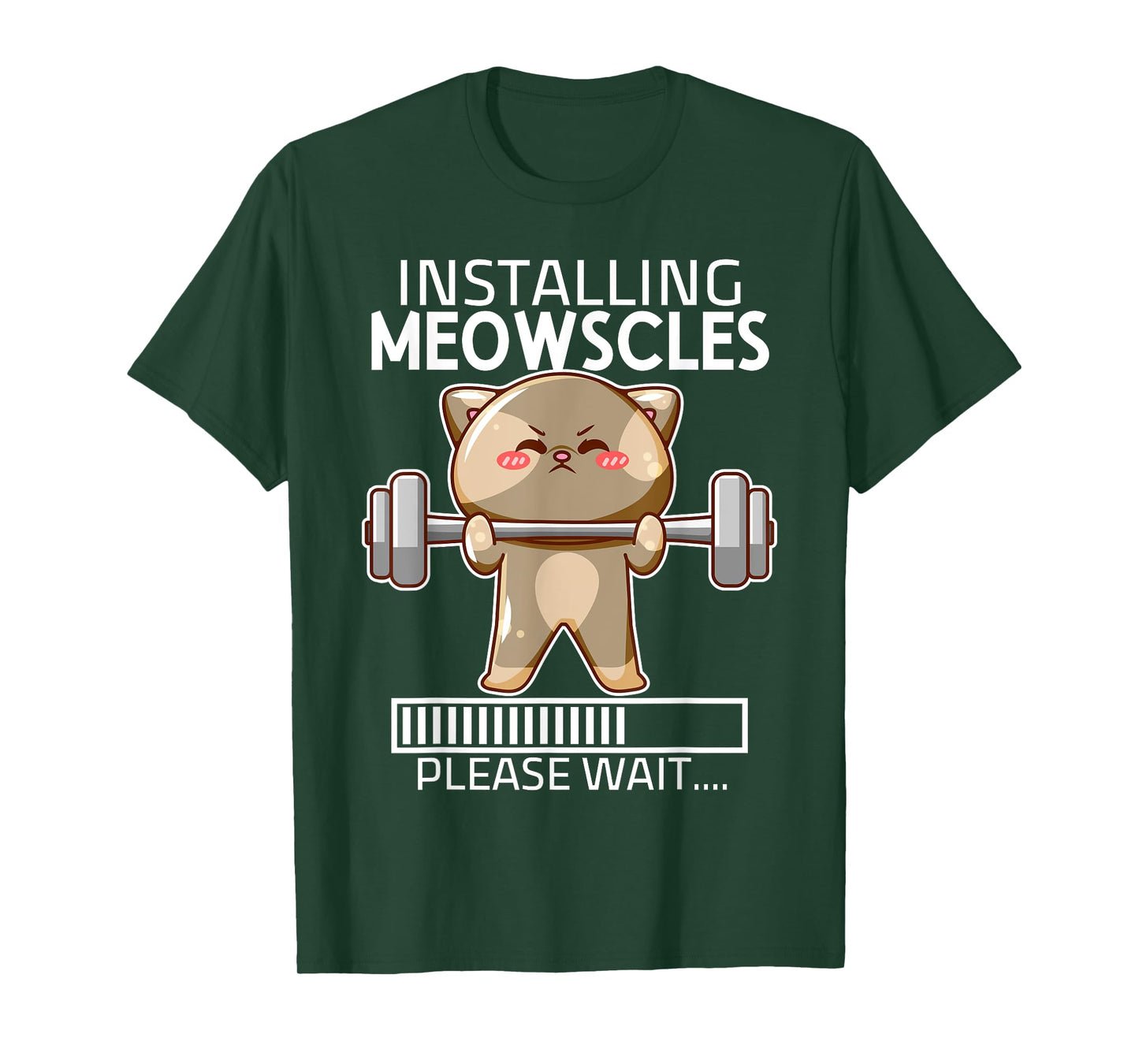 Installing Meowscles Fitness Cute Cat Gym Funny Please Wait T-Shirt for Men Women