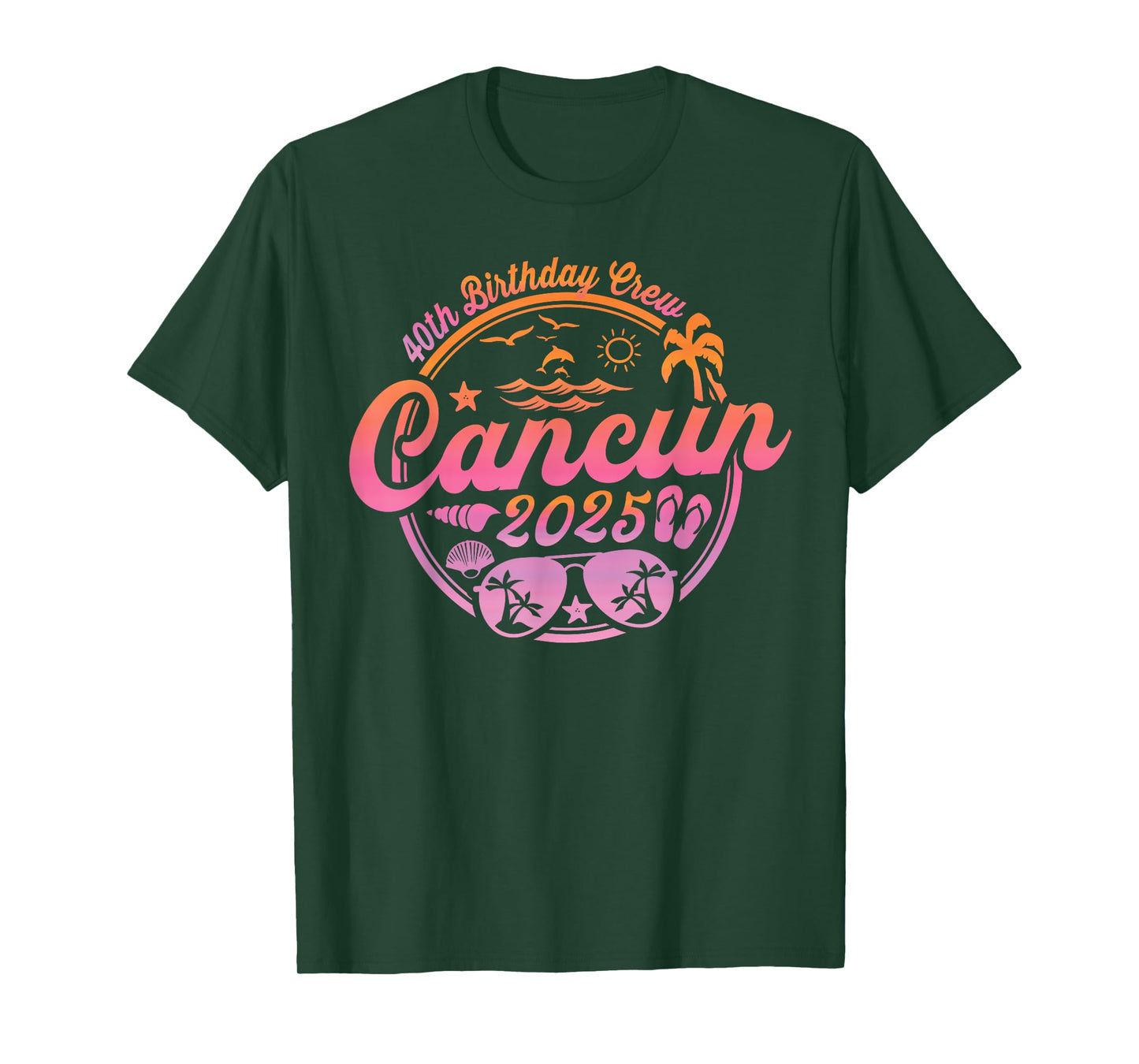 Cancun Mexico 40th Birthday Crew 2025 Vacation Cruise Party T-Shirt