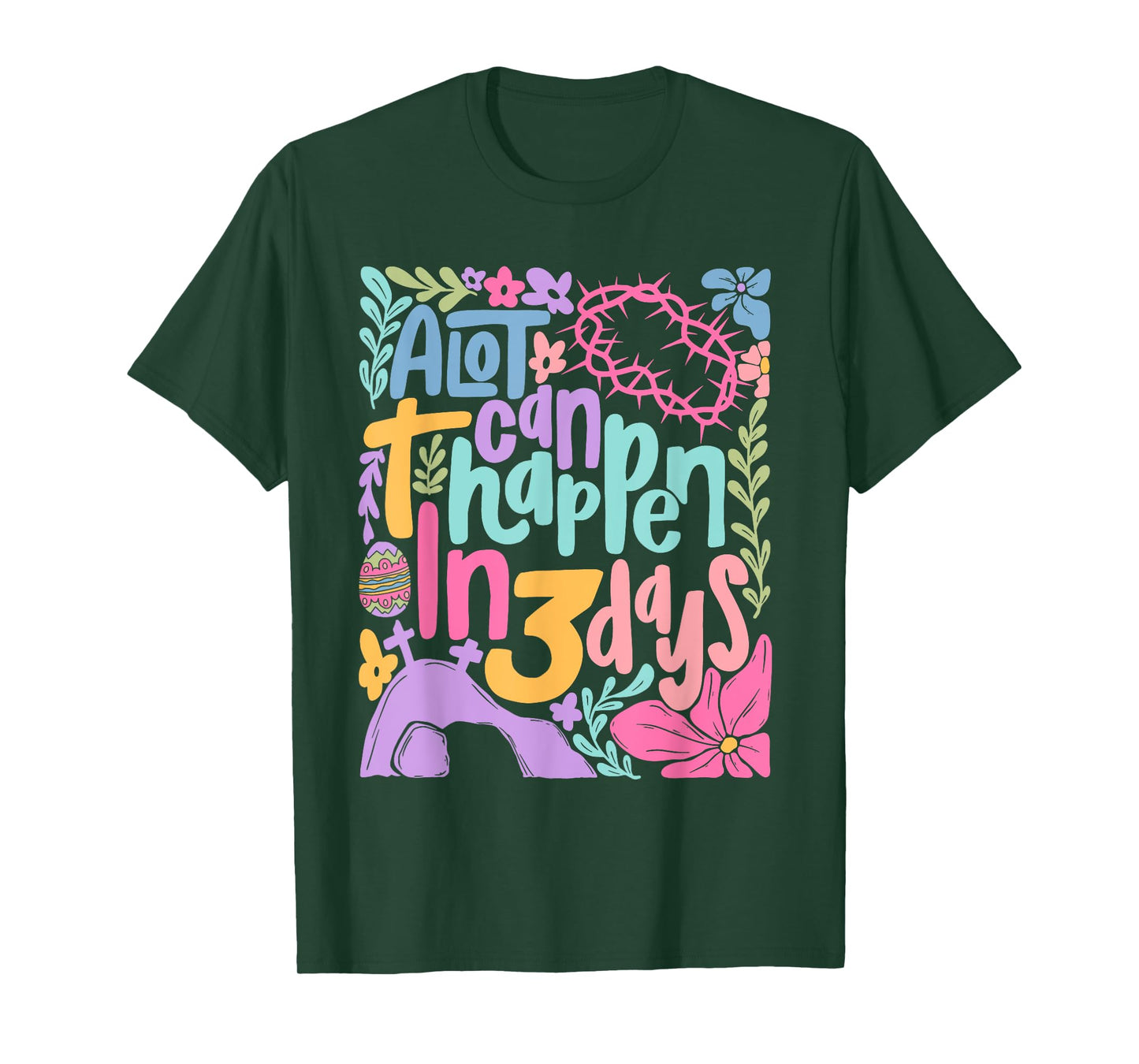 Easter Day A Lot Can Happen In 3 Days Boho Flower Women Kids T-Shirt