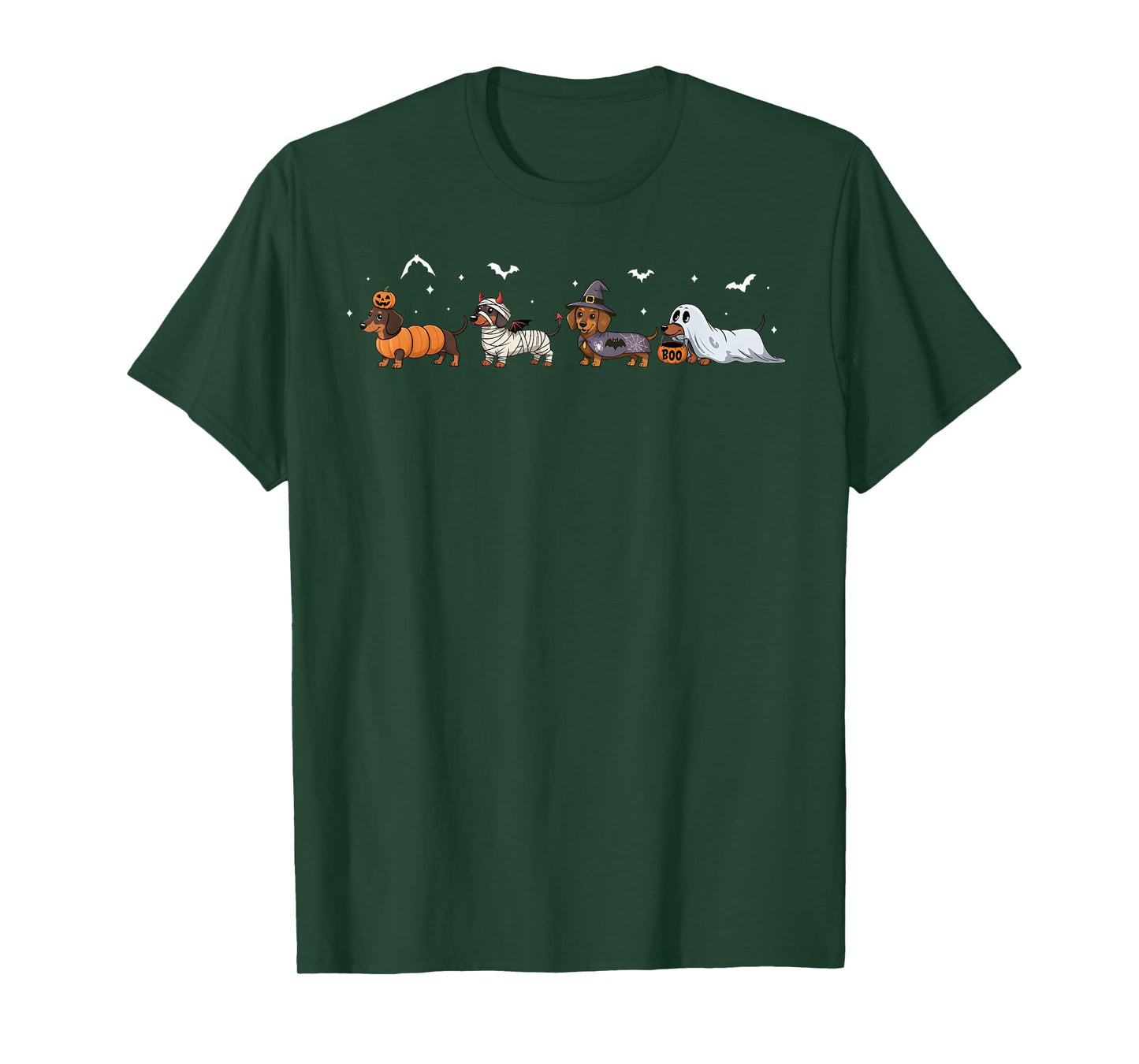 Dachshund Dog Witch Happy Halloweenie Spooky Season T-Shirt