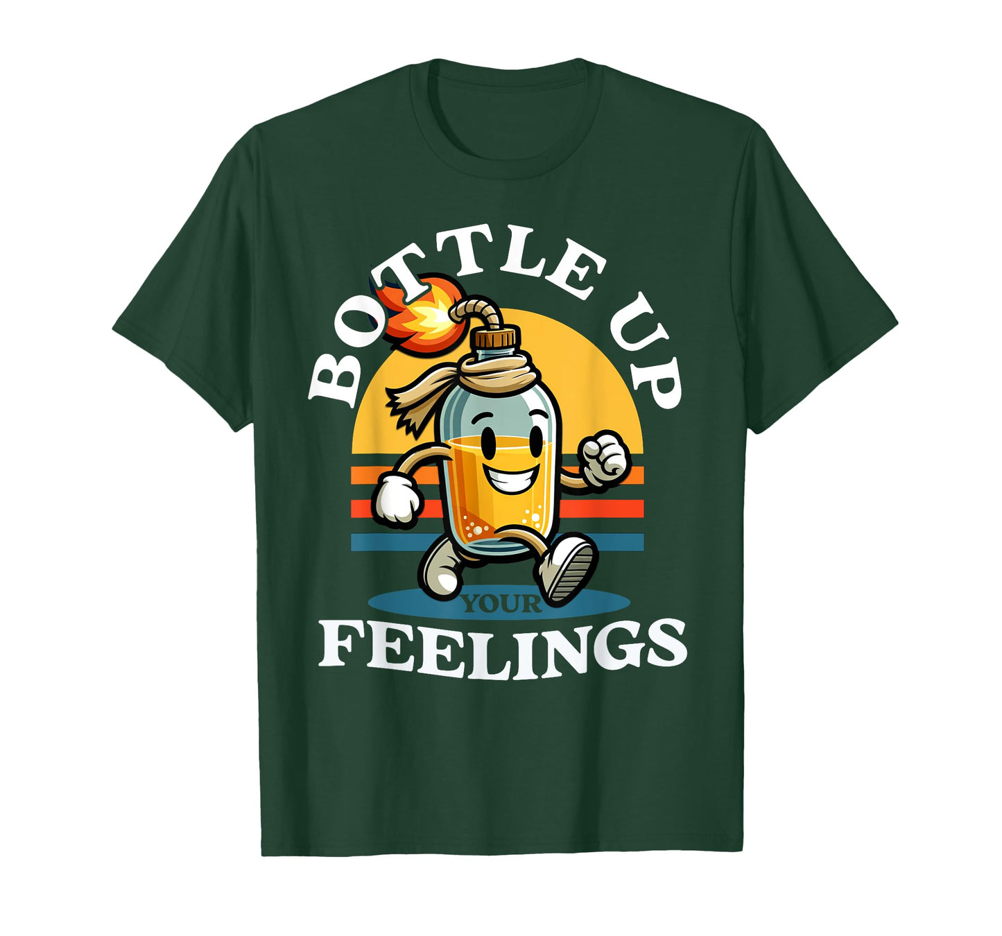 Bottle Up Your Feelings Funny Cartoon Retro Vintage T-Shirt