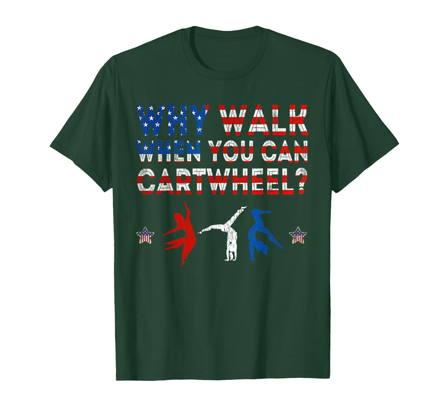 Gymnastics USA American Flag - Cartwheel Tumbling Funny Girl T-Shirt