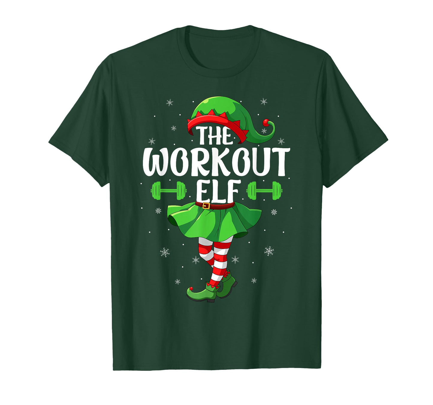 Workout Elf Christmas Girls Women Elf Squad Xmas Family T-Shirt