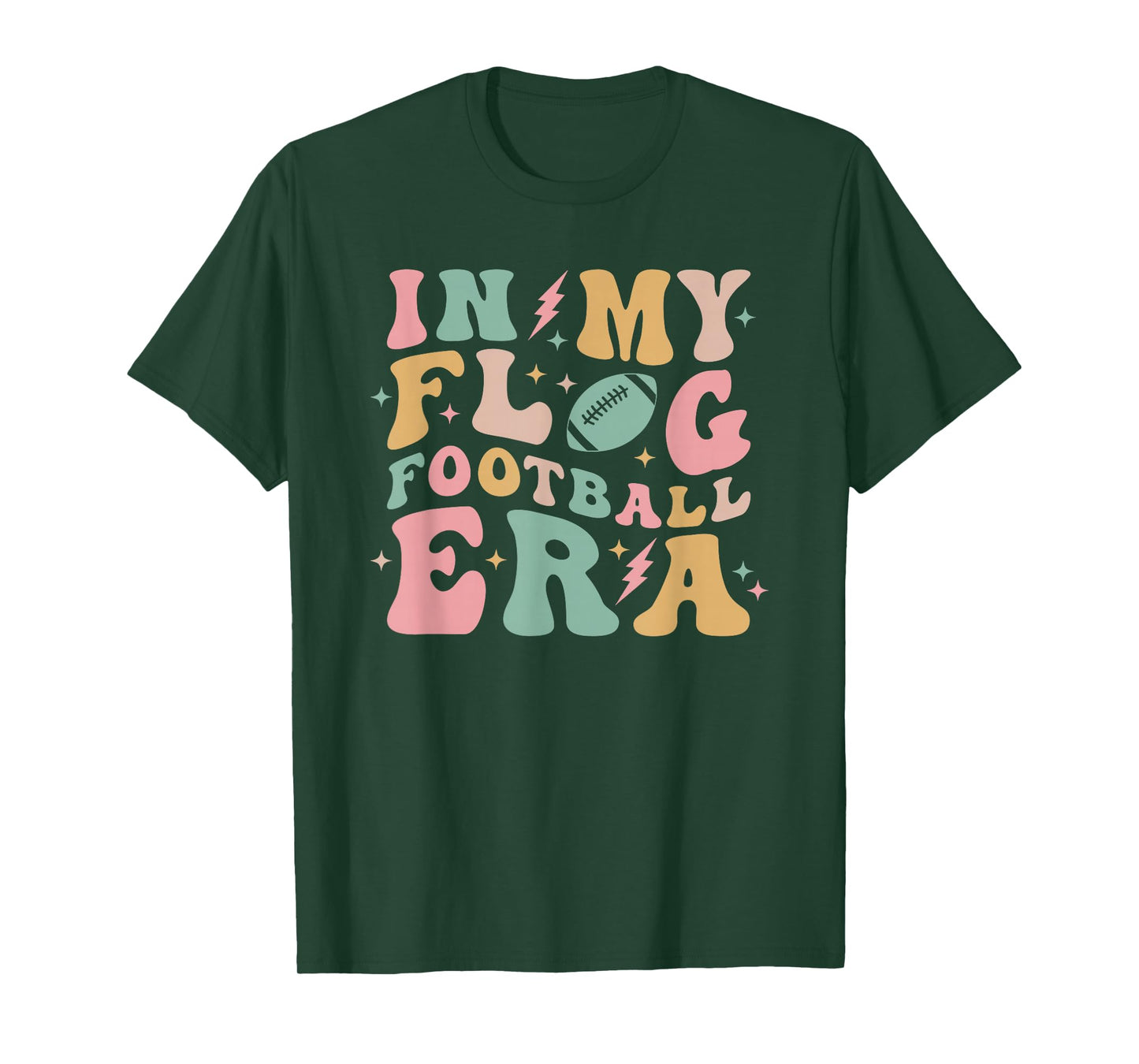 in My Flag Football Era Women's Cute Retro Groovy Colorful T-Shirt