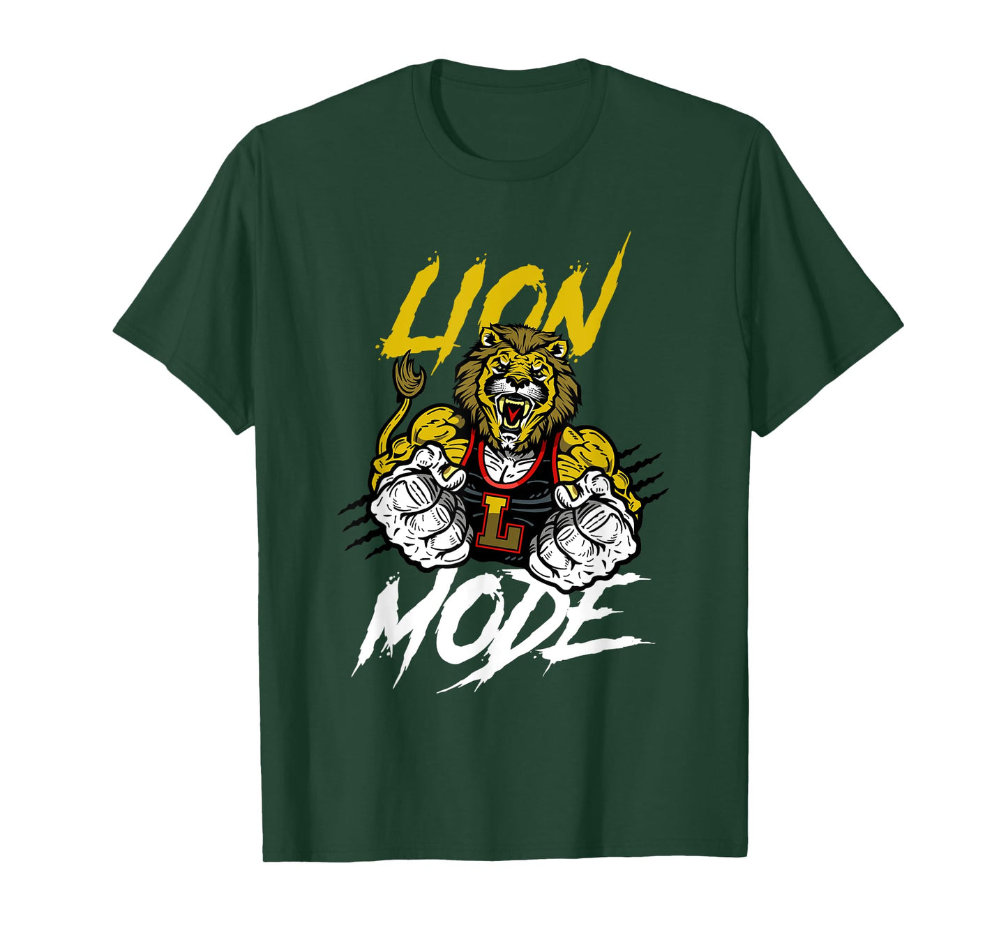 Lion Mode Big Biceps Strong Lion Weightlifting Gym Workout T-Shirt