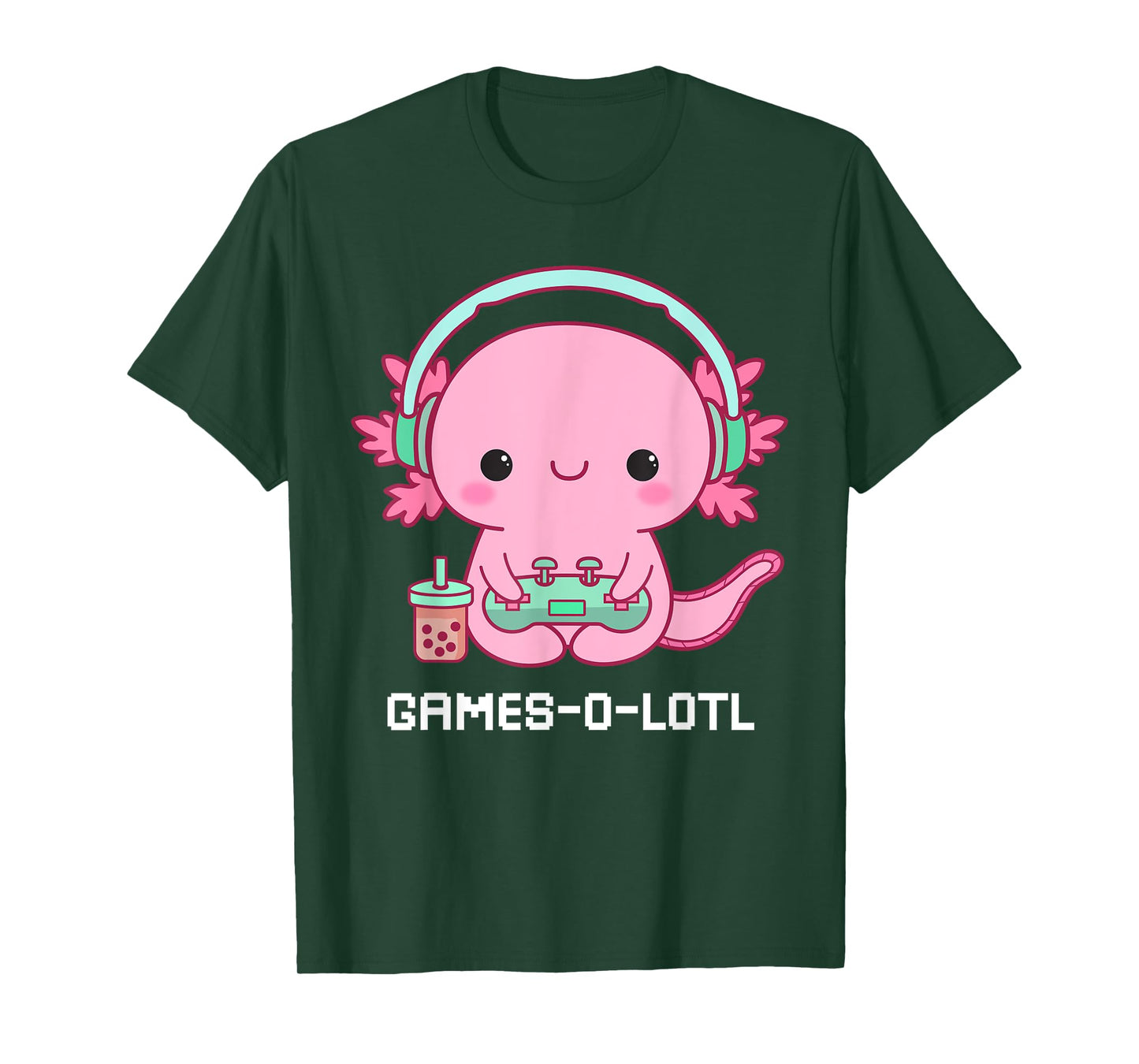 Gamesalotl Axolotl Cute Kawaii Fish Playing Video Games Girl T-Shirt