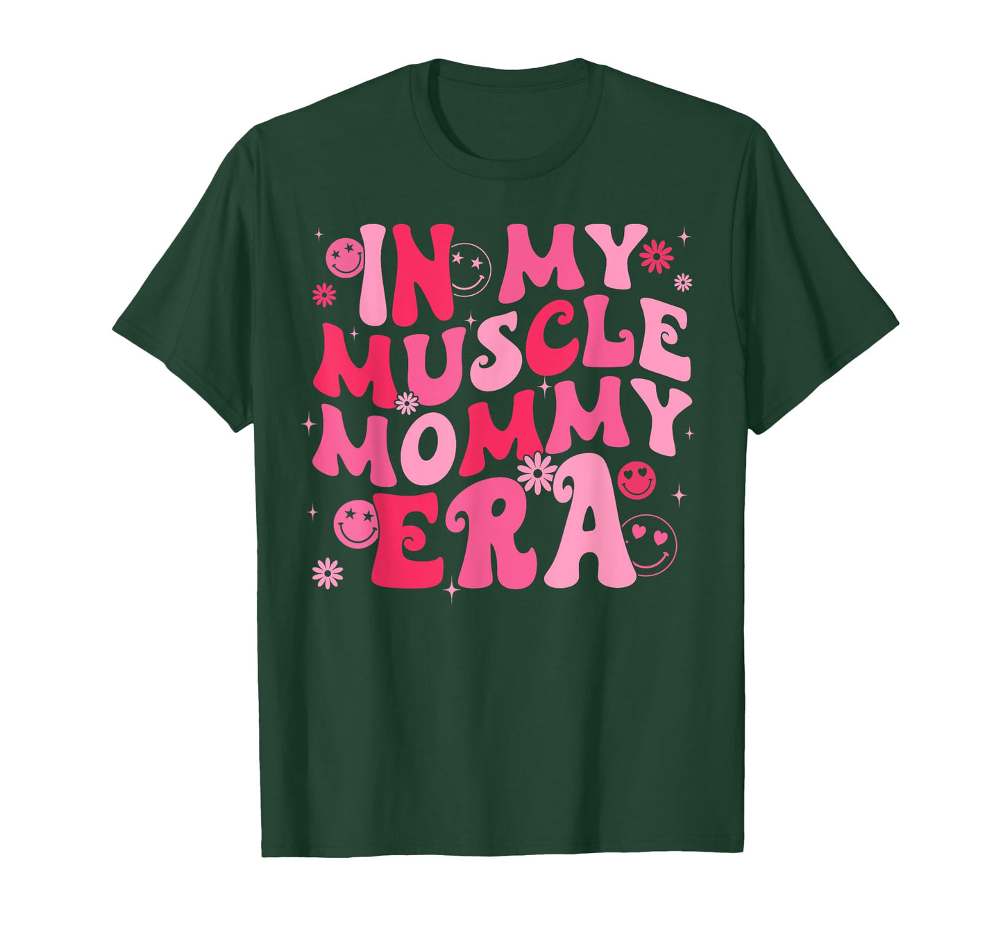 In My Muscle Mommy Era Groovy Weightlifting Mother Workout T-Shirt