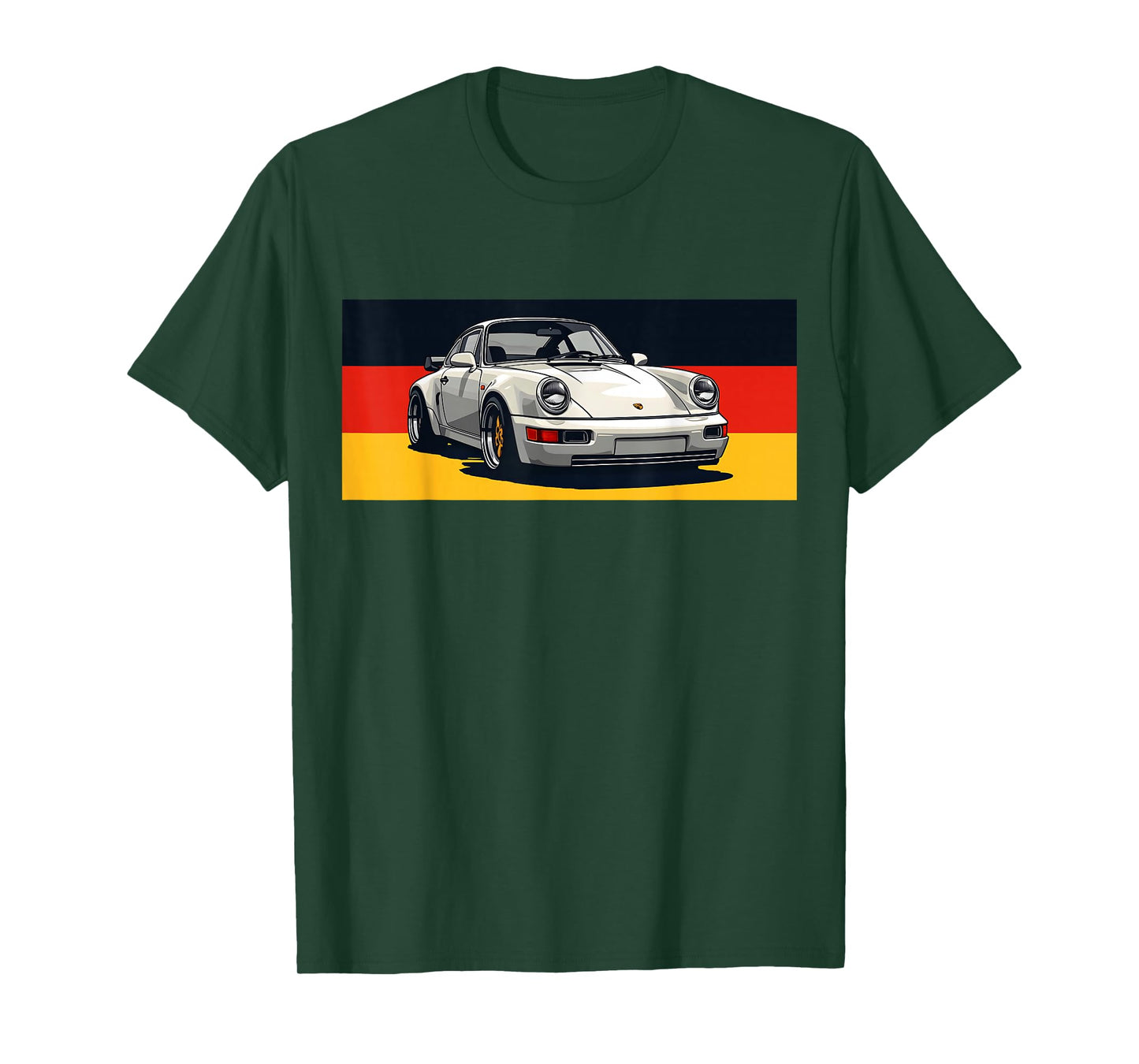 911 Retro Vintage 964 Turbo Car Classic German Flag Track T-Shirt - Black, Small, Unisex-Adults, Short Sleeve, T-Shirt, Car-Themed