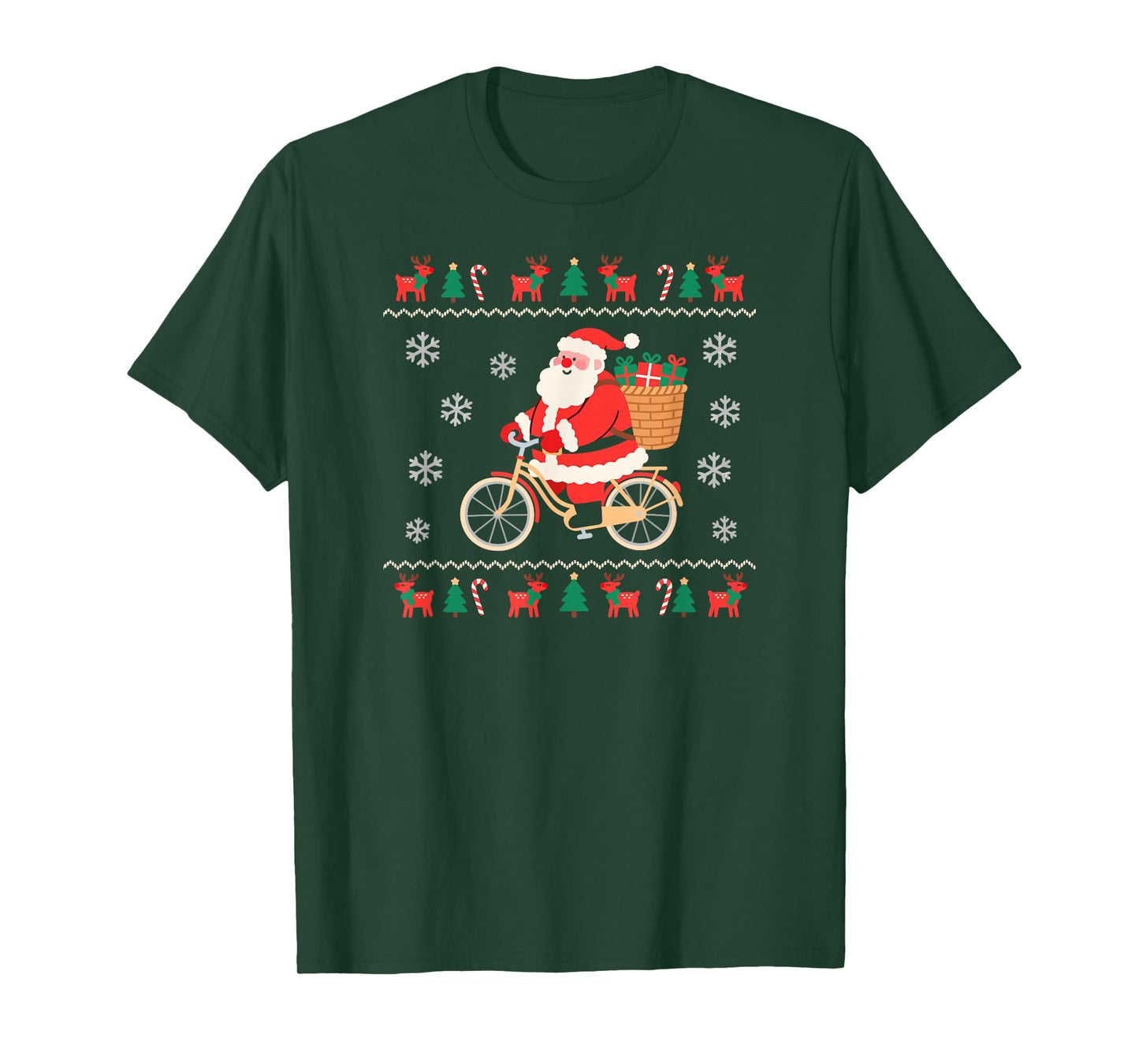 Santa Claus Christmas Ridig a Bicycle Gift Season T-Shirt