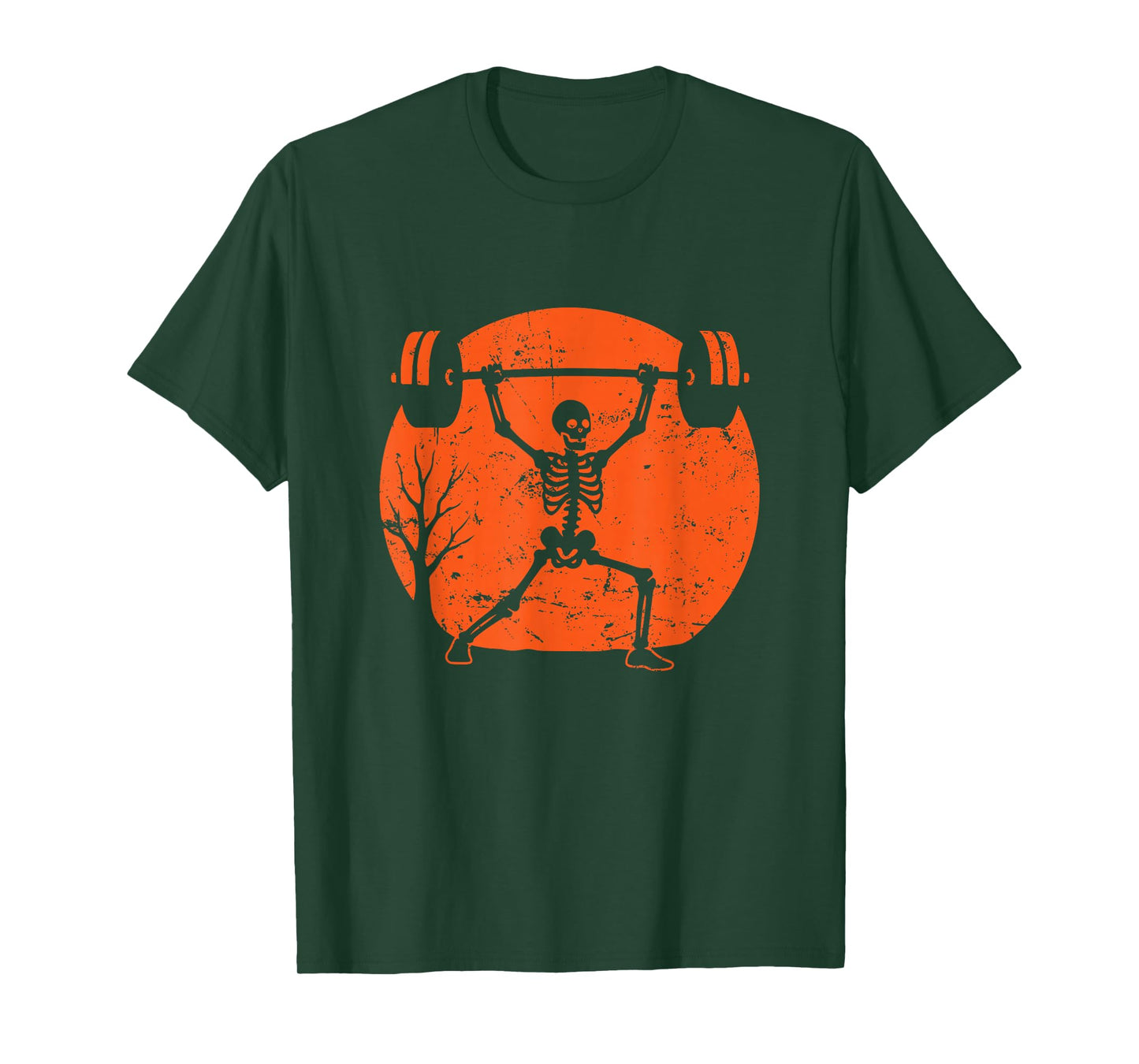 Skeleton Weightlifting Under Moon T-Shirt