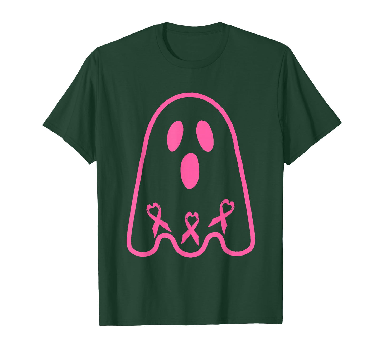 in October We Wear Pink Ghost Witch Breast Cancer Awareness T-Shirt