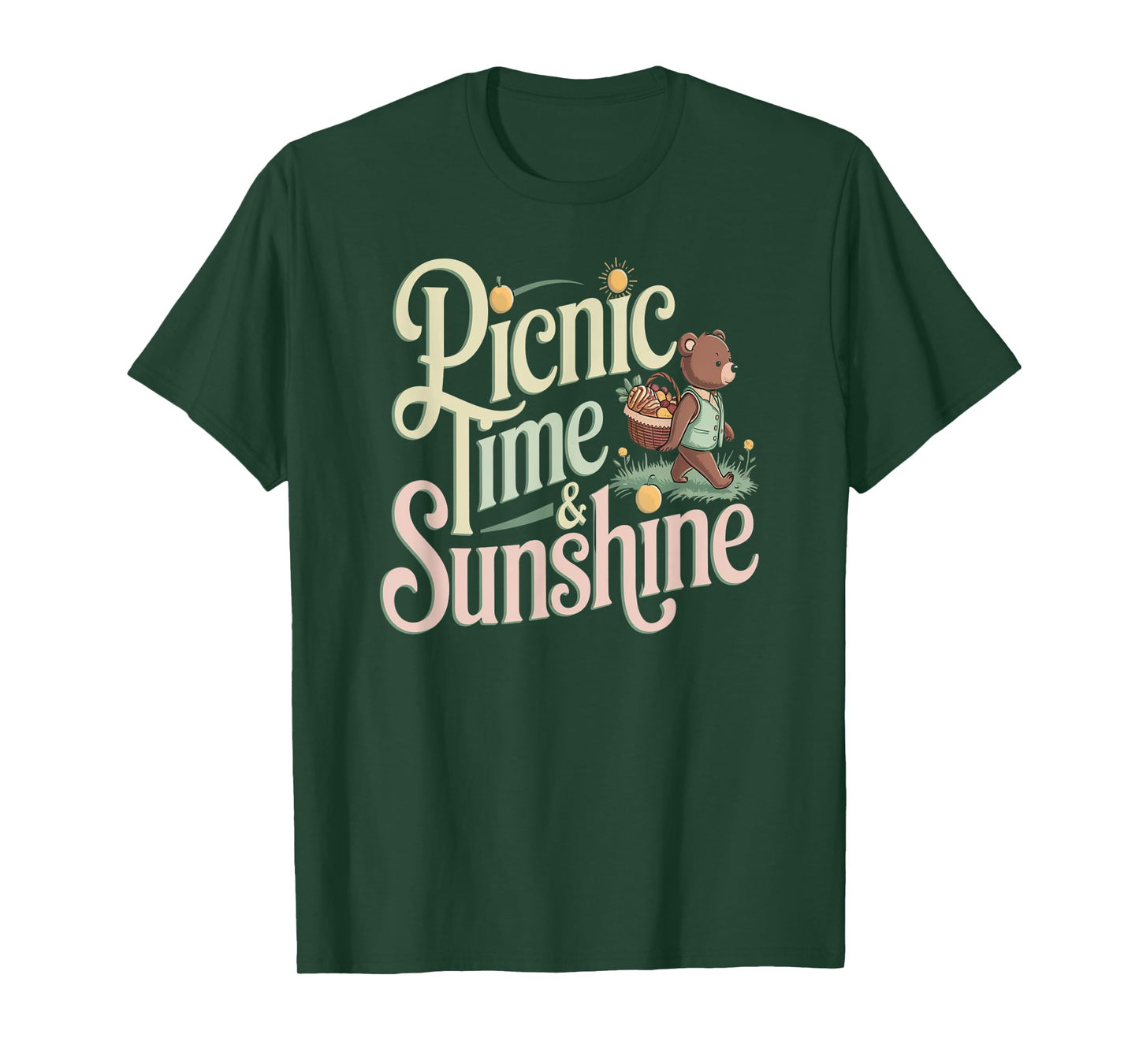Picnic Time Sunshine Bear Basket Nature Day T-Shirt