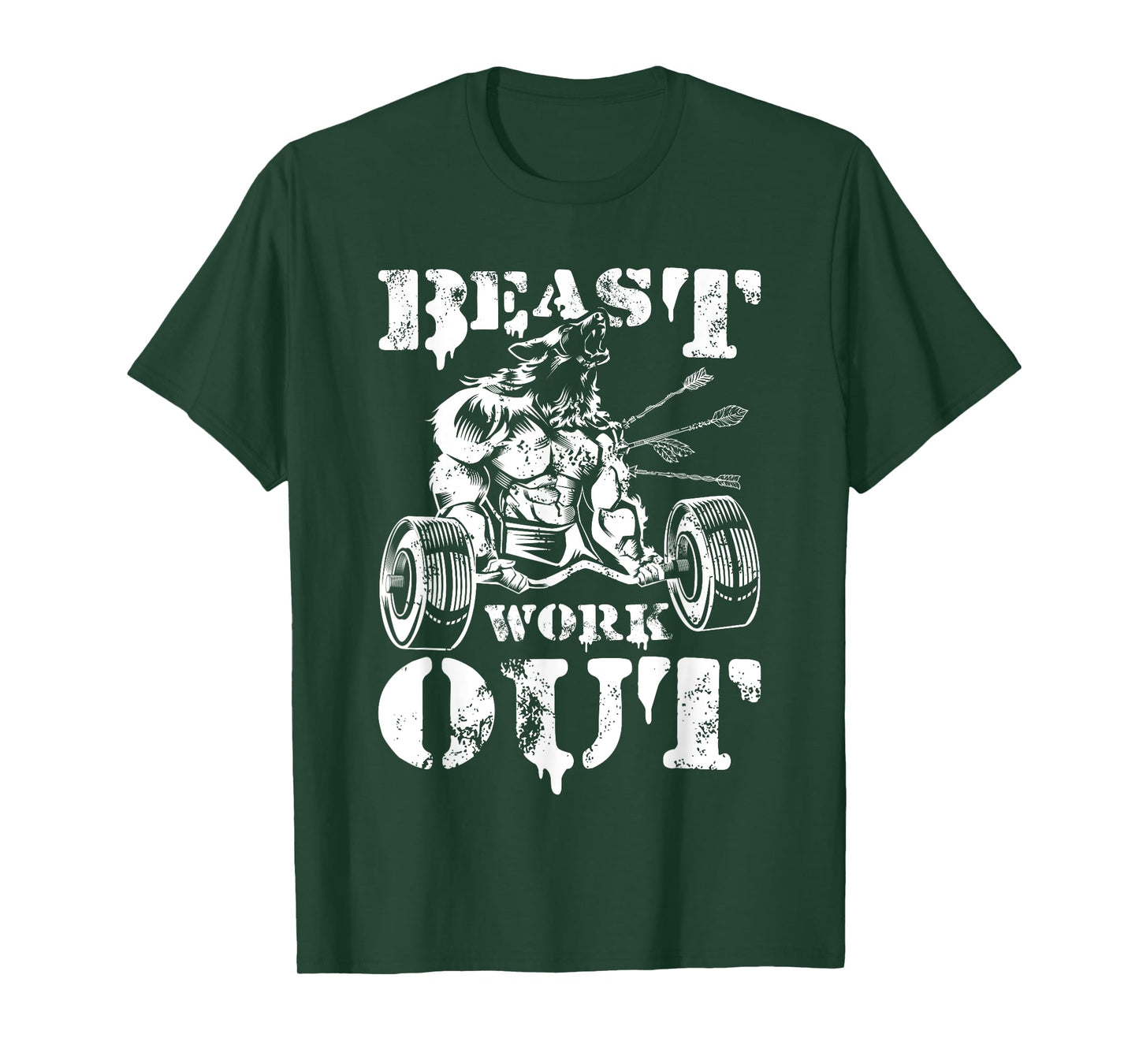 Beast Workout Wolf Lifting Weights Gym Fitness Muscles T-Shirt