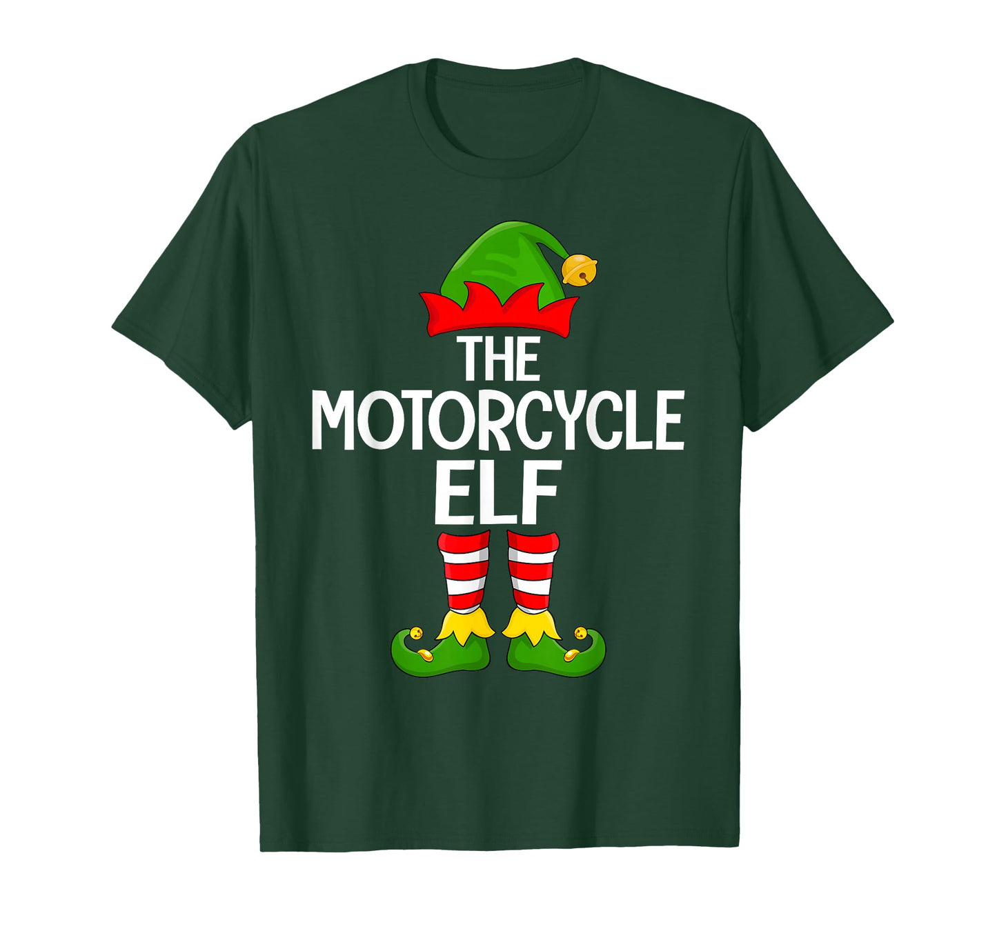 Motorcycle Elf Xmas Matching Family Elf Squad Christmas T-Shirt
