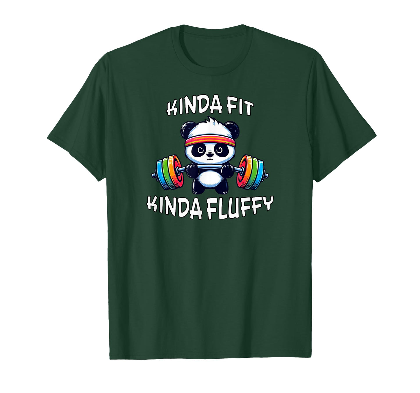 Eleven13Designs Kinda Fit Kinda Fluffy Gym Workout Fitness Panda Fun T-Shirt, Small, Black