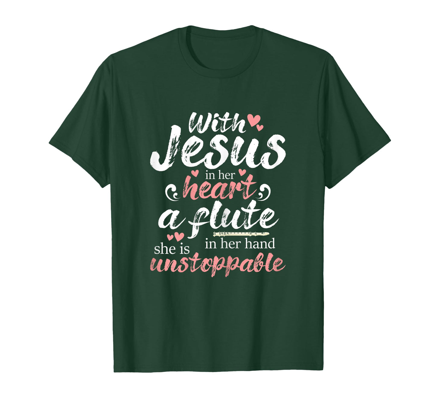 Jesus In Her Heart Flute In Her Hand - Flutist Musician T-Shirt