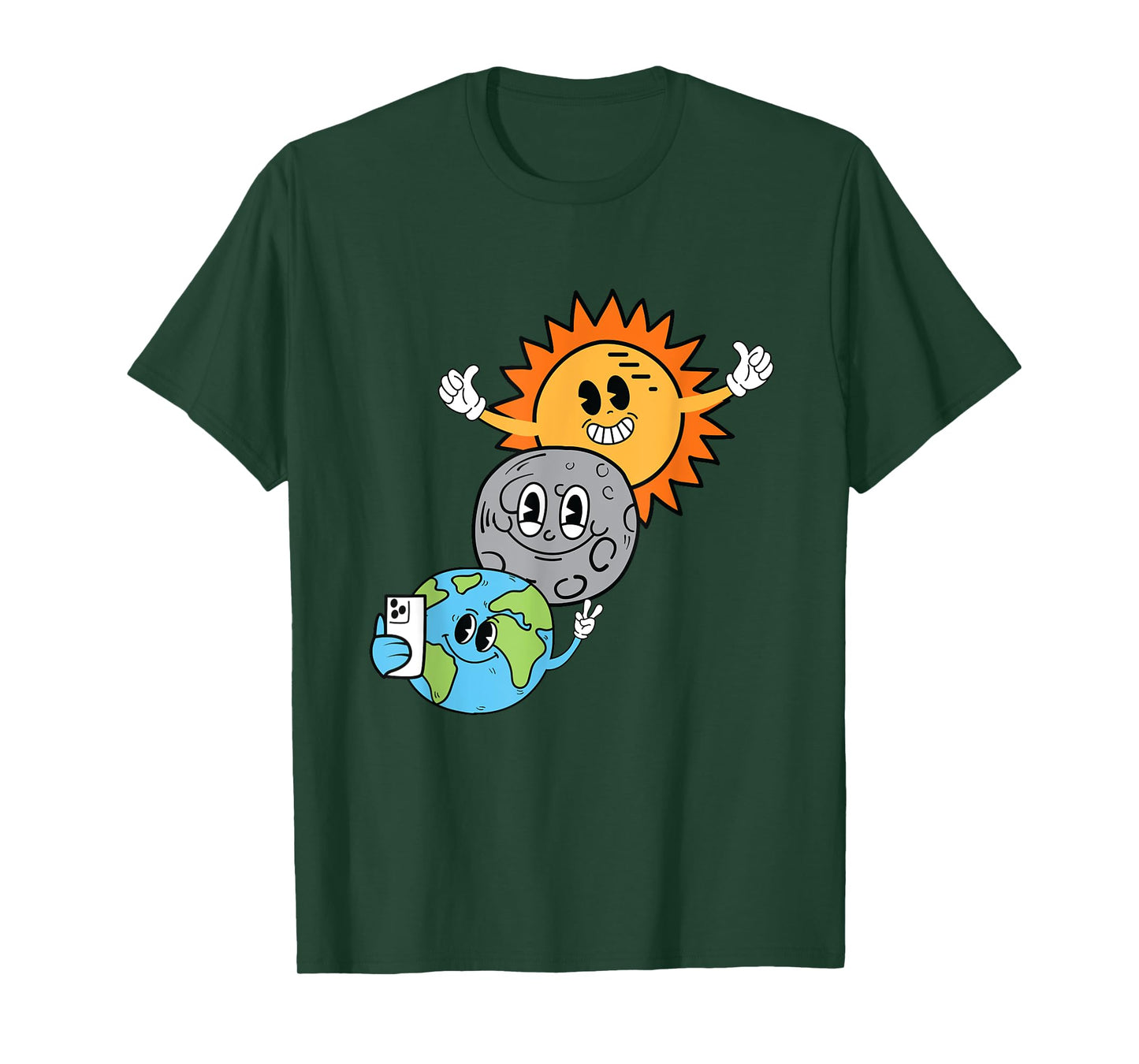 2024 Solar Eclipse Sun Moon Earth Selfie Kids Adult April 8 T-Shirt