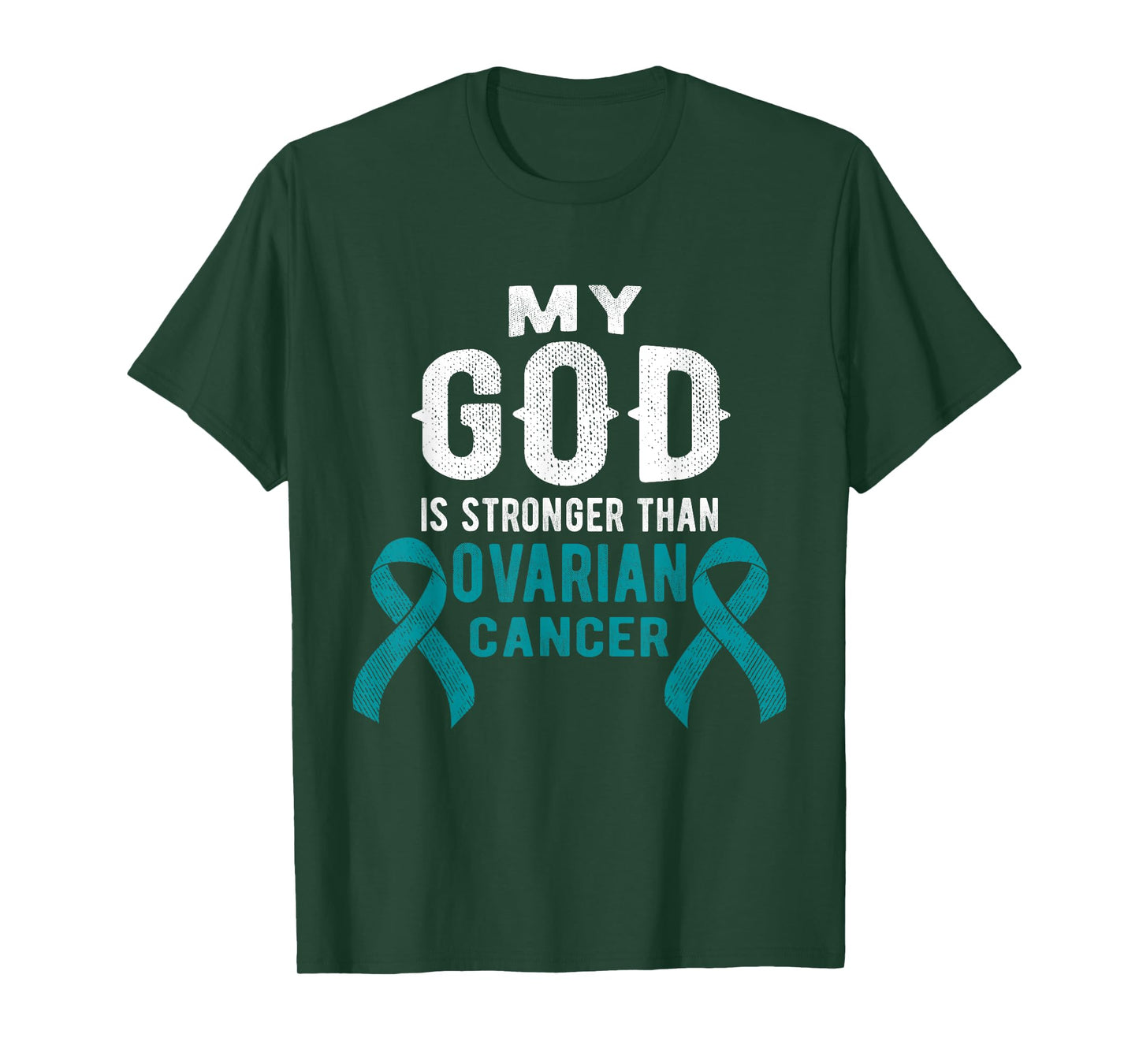 My God Is Stronger Than Ovarian Cancer Survivor Christian T-Shirt